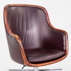 Silla de escritorio Ward Bennett for Brickel Associates de los años 80 en piel y estructura de fresno