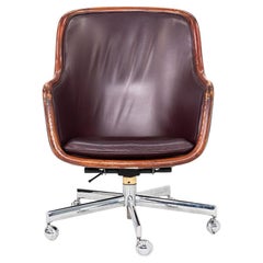 Silla de escritorio Ward Bennett for Brickel Associates de los años 80 en piel y estructura de fresno