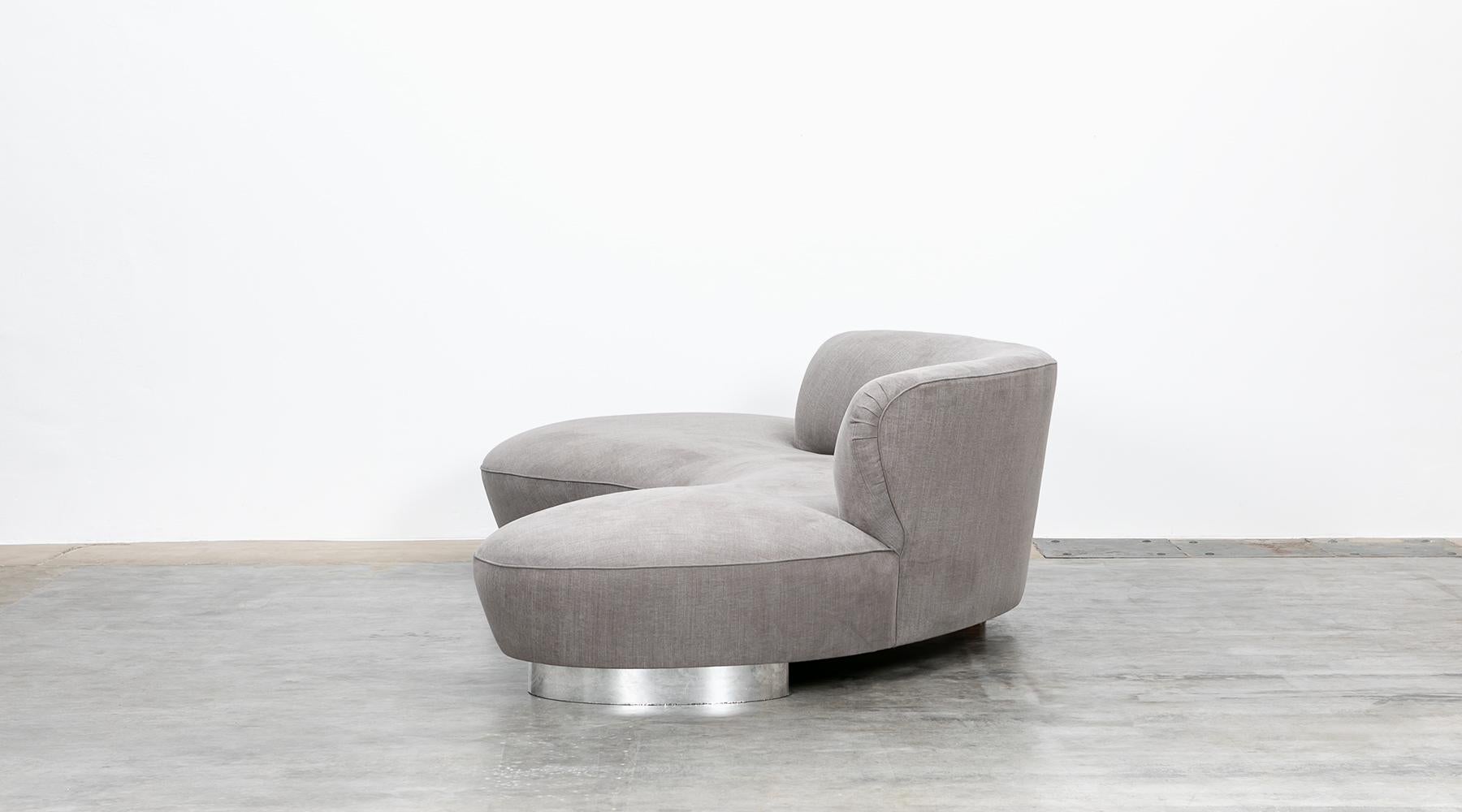 Mid-Century Modern 1980s Warm Grey, New Upholstery Sofa by Vladimir Kagan