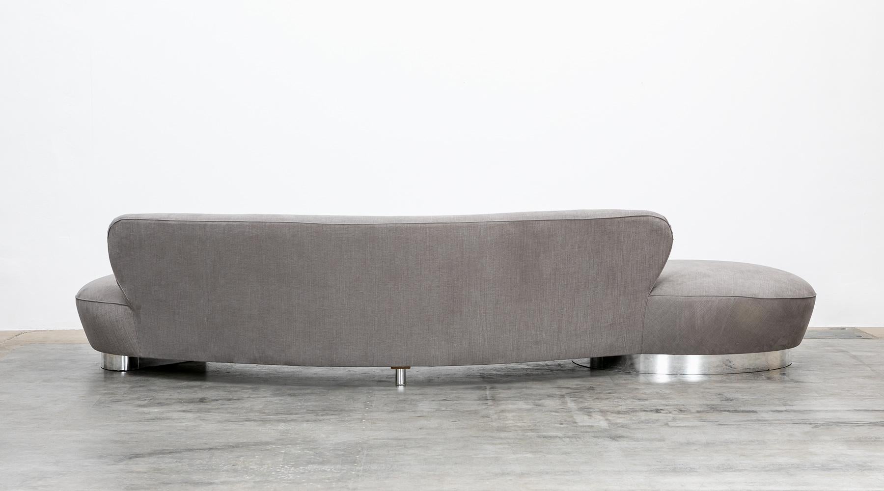 Late 20th Century 1980s Warm Grey, New Upholstery Sofa by Vladimir Kagan