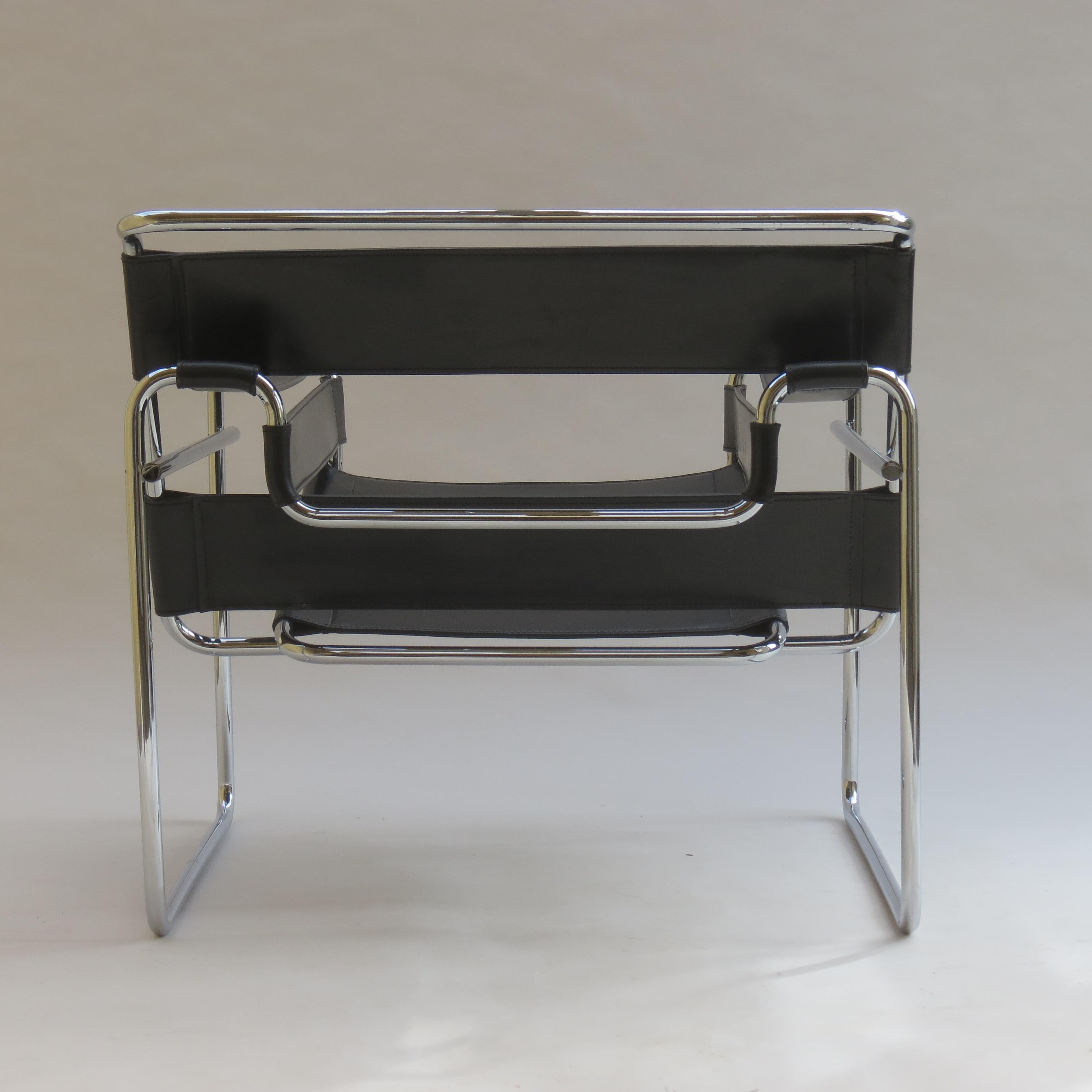 1980s Wassily B3 Leather and Chrome Chair Marcel Breuer for Knoll 3