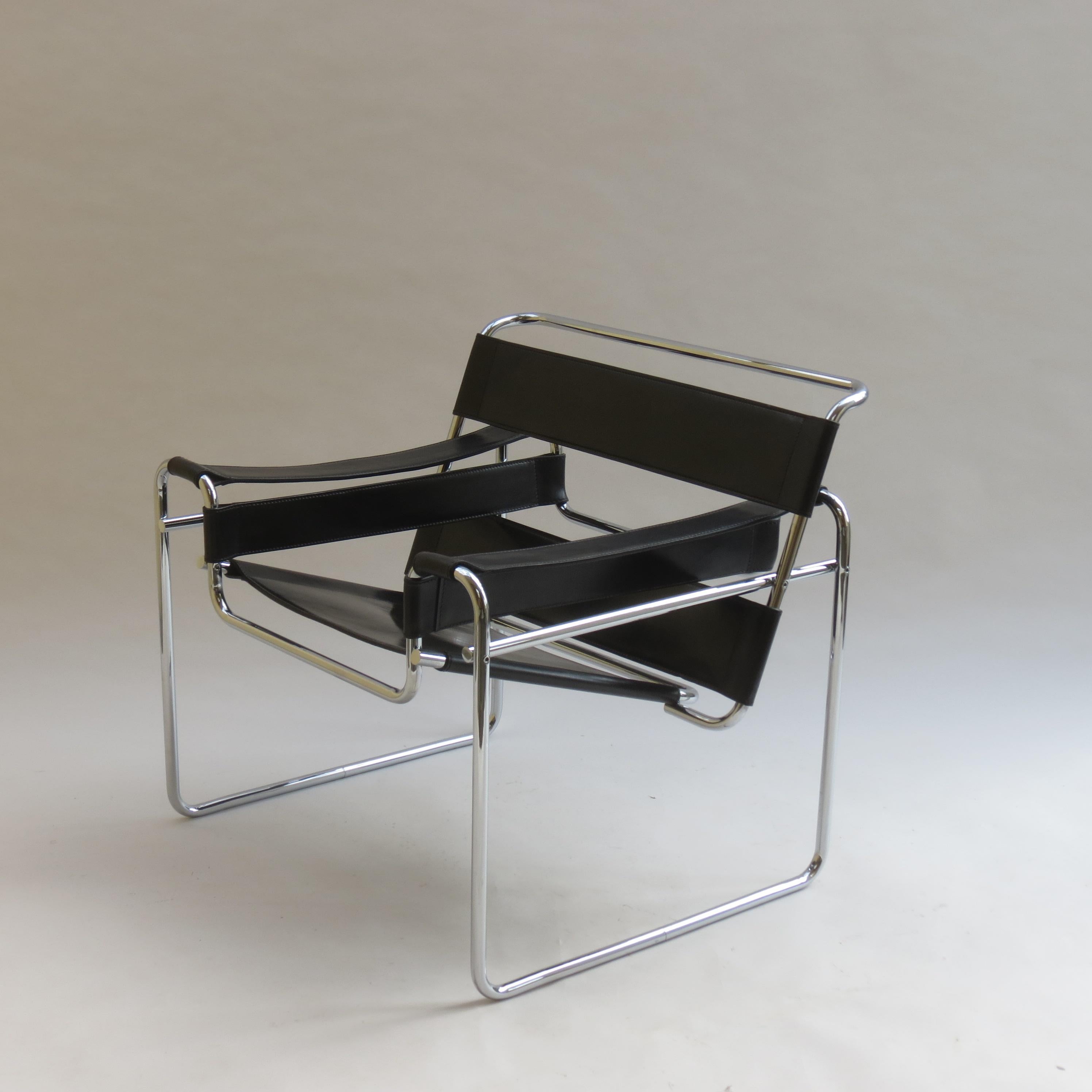 1980s Wassily B3 Leather and Chrome Chair Marcel Breuer for Knoll 5