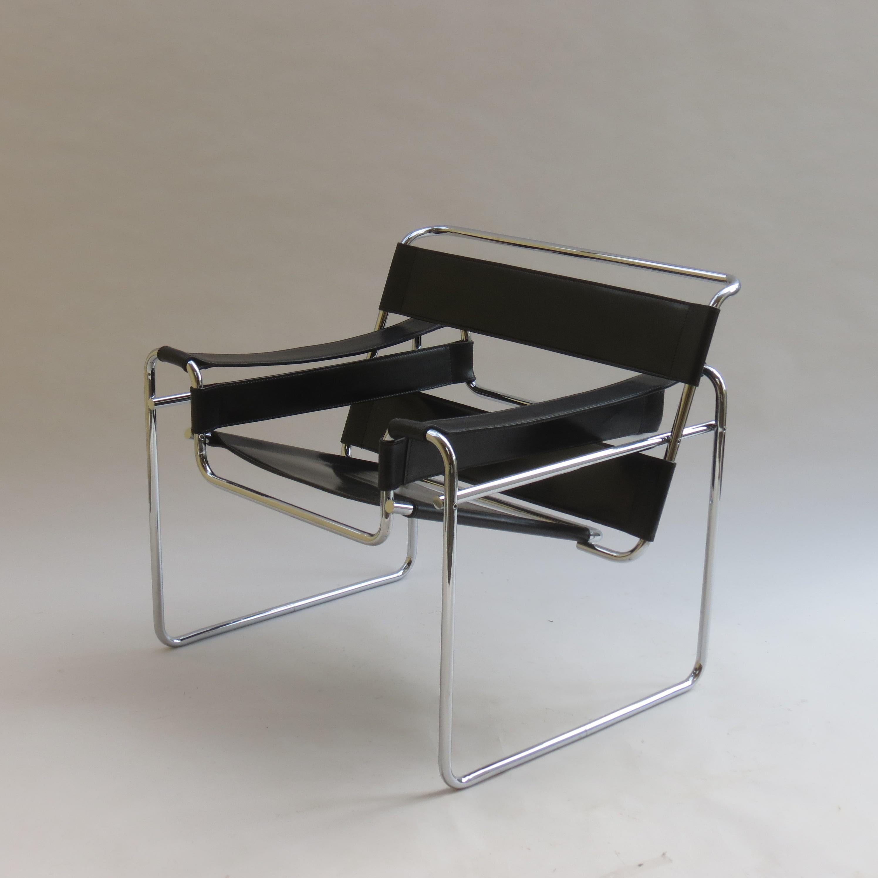 1980s Wassily B3 Leather and Chrome Chair Marcel Breuer for Knoll 6