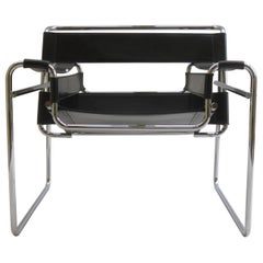 1980s Wassily B3 Leather and Chrome Chair Marcel Breuer for Knoll