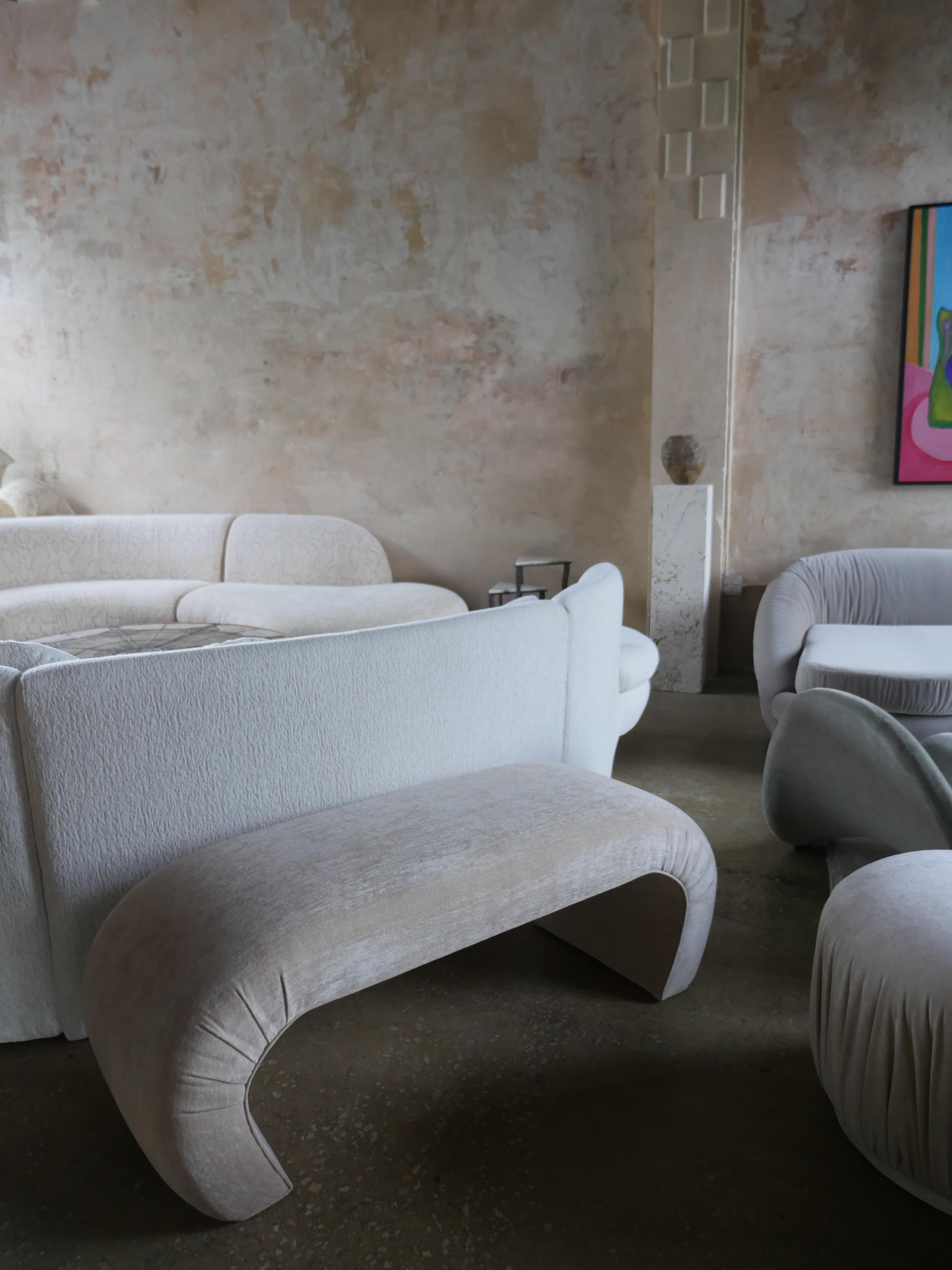 1980s Waterfall Bench Custom Dedar Milano Chenille For Sale at 1stDibs