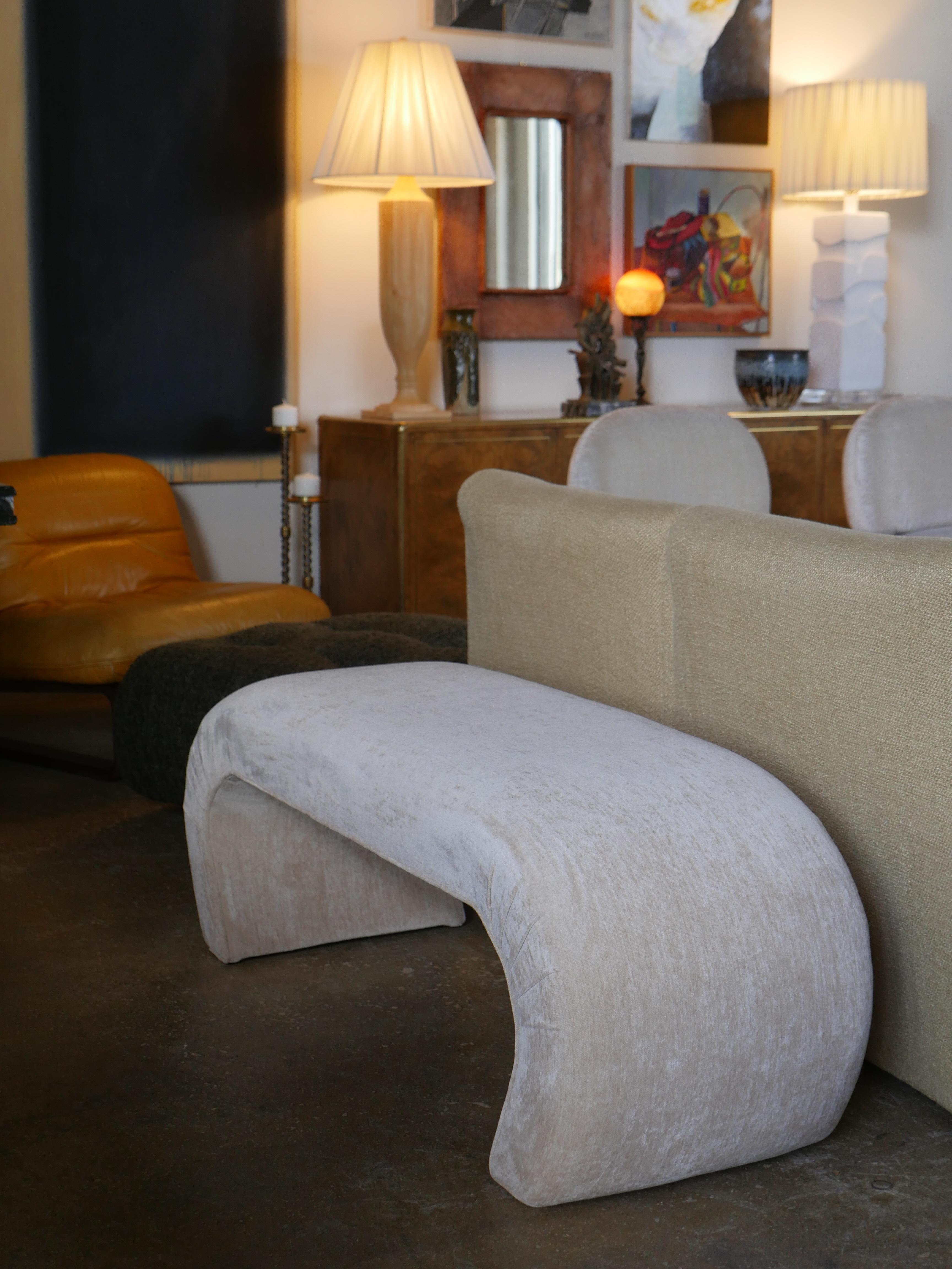 1980s Waterfall Bench Custom Dedar Milano Chenille For Sale at 1stDibs