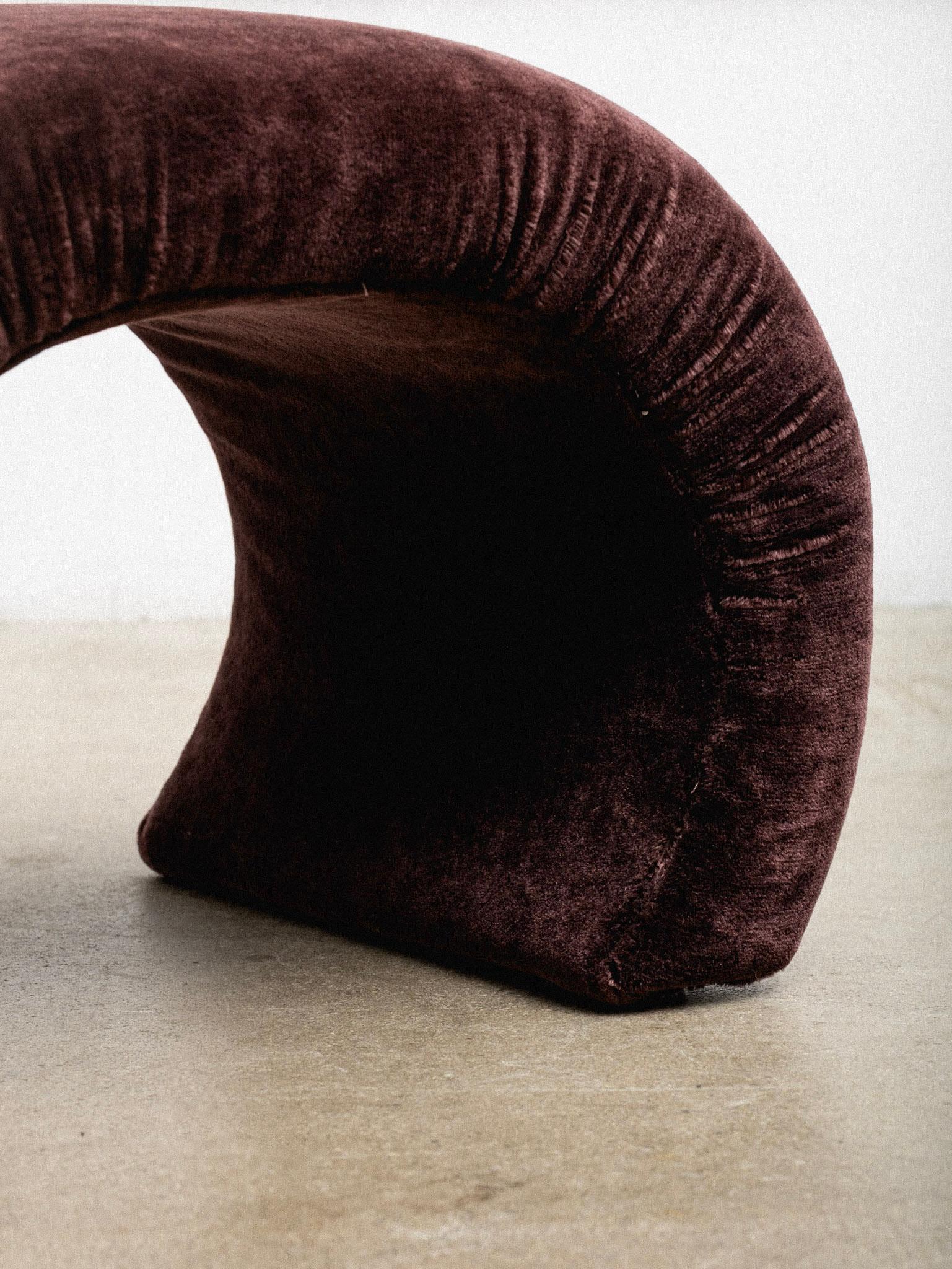 1980s Waterfall Bench in Mohair For Sale 2