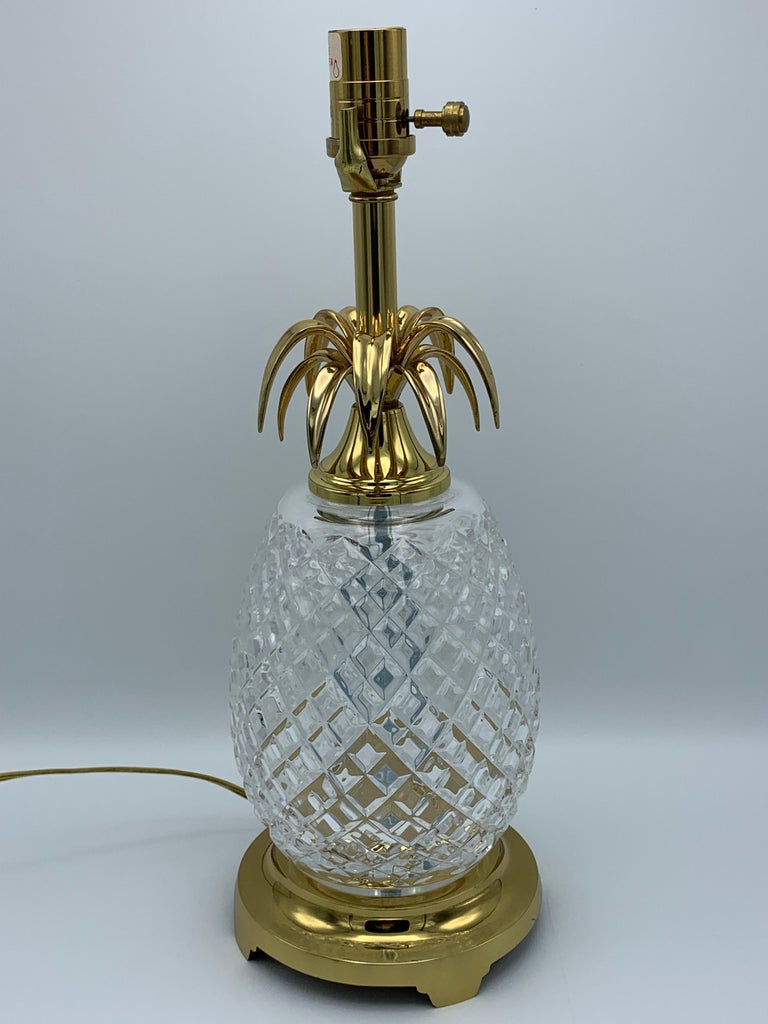 1980s Waterford Crystal and Brass Pineapple Lamp at 1stDibs