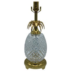 Used 1980s Waterford Crystal and Brass Pineapple Lamp