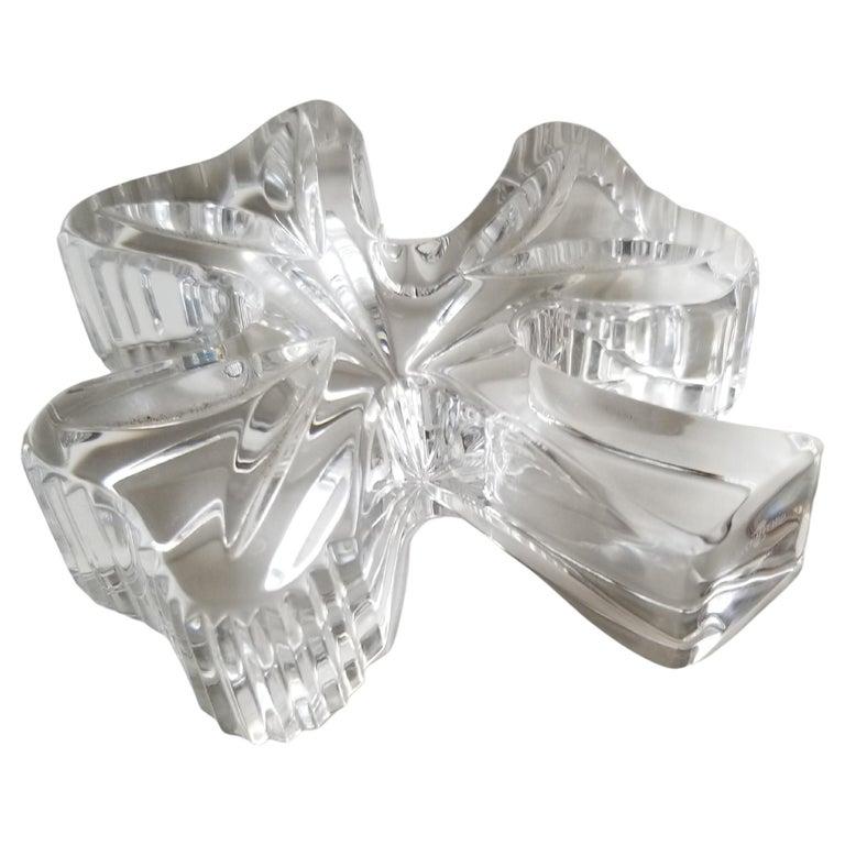 Modern 1980s Waterford Crystal Lucky Irish Shamrock Paperweight  For Sale