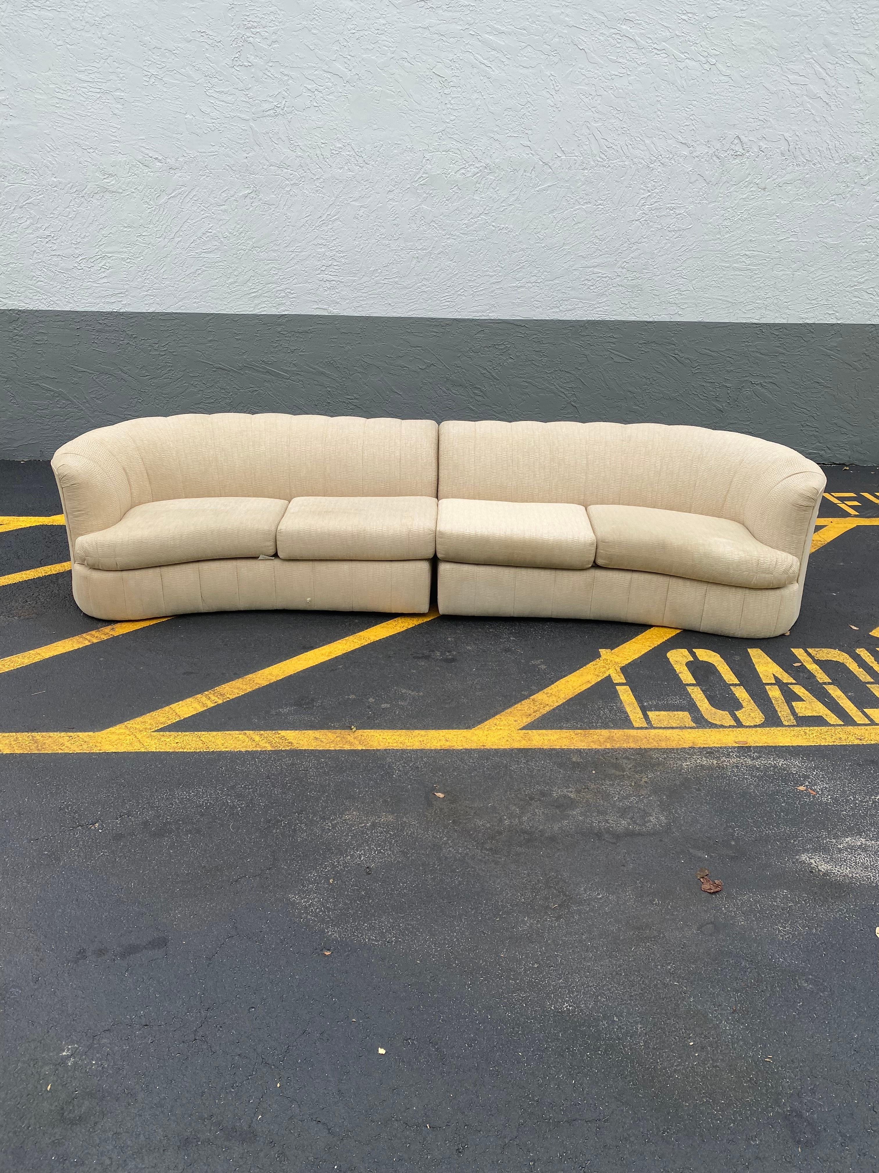 North American 1980s Weiman Curved Channel Back Two Piece Sectional For Sale
