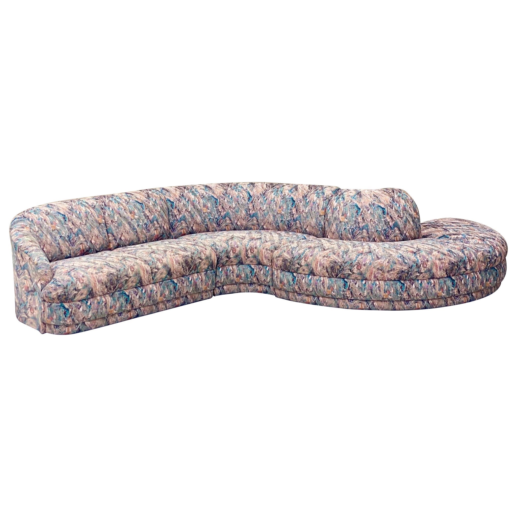 1980s Weiman Kagan Style Serpentine Curved Four-Piece Sectional