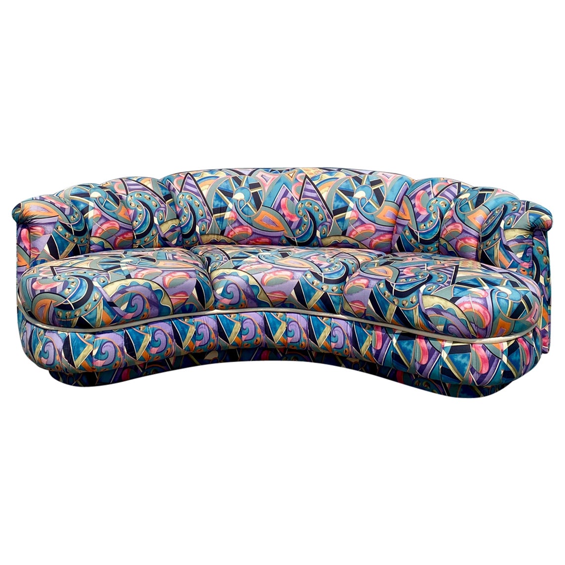 1980er Weiman Pucci Stil gebogene getuftete Kanal biomorphe Nierensofa im Angebot