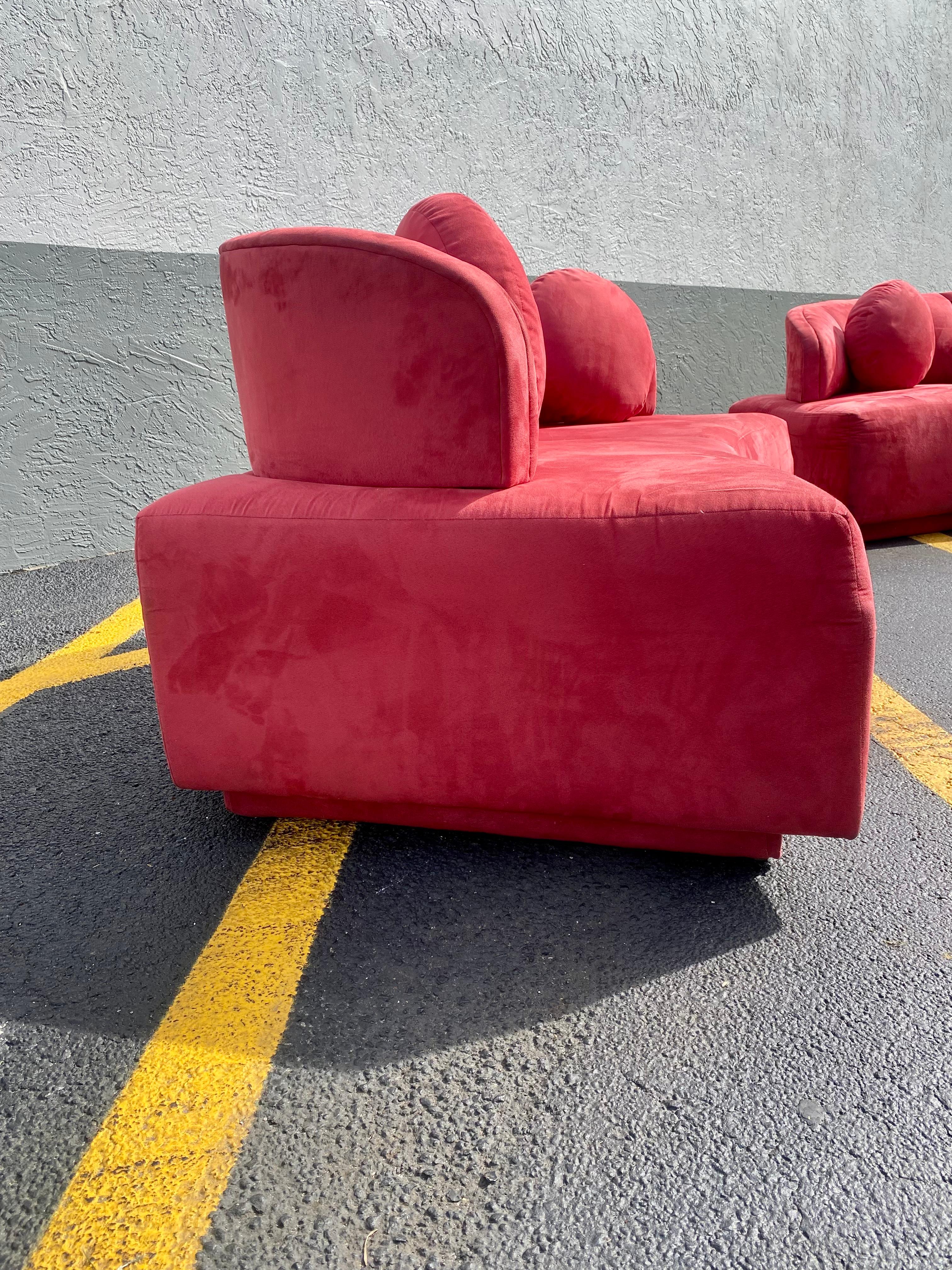 1980s Sculptural Weiman Red Cloud Sofa Loveseat, Set of 2 For Sale 2