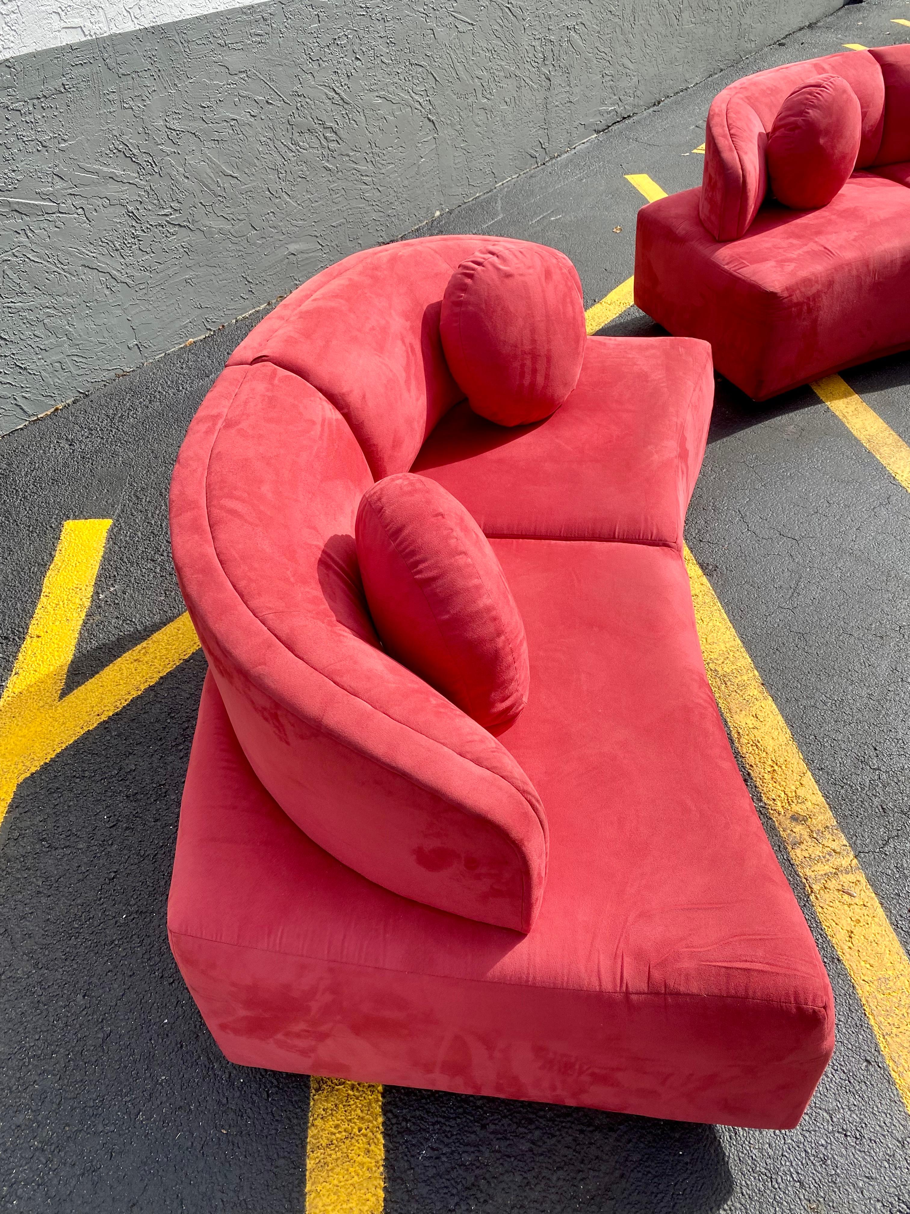 1980s Sculptural Weiman Red Cloud Sofa Loveseat, Set of 2 For Sale 3