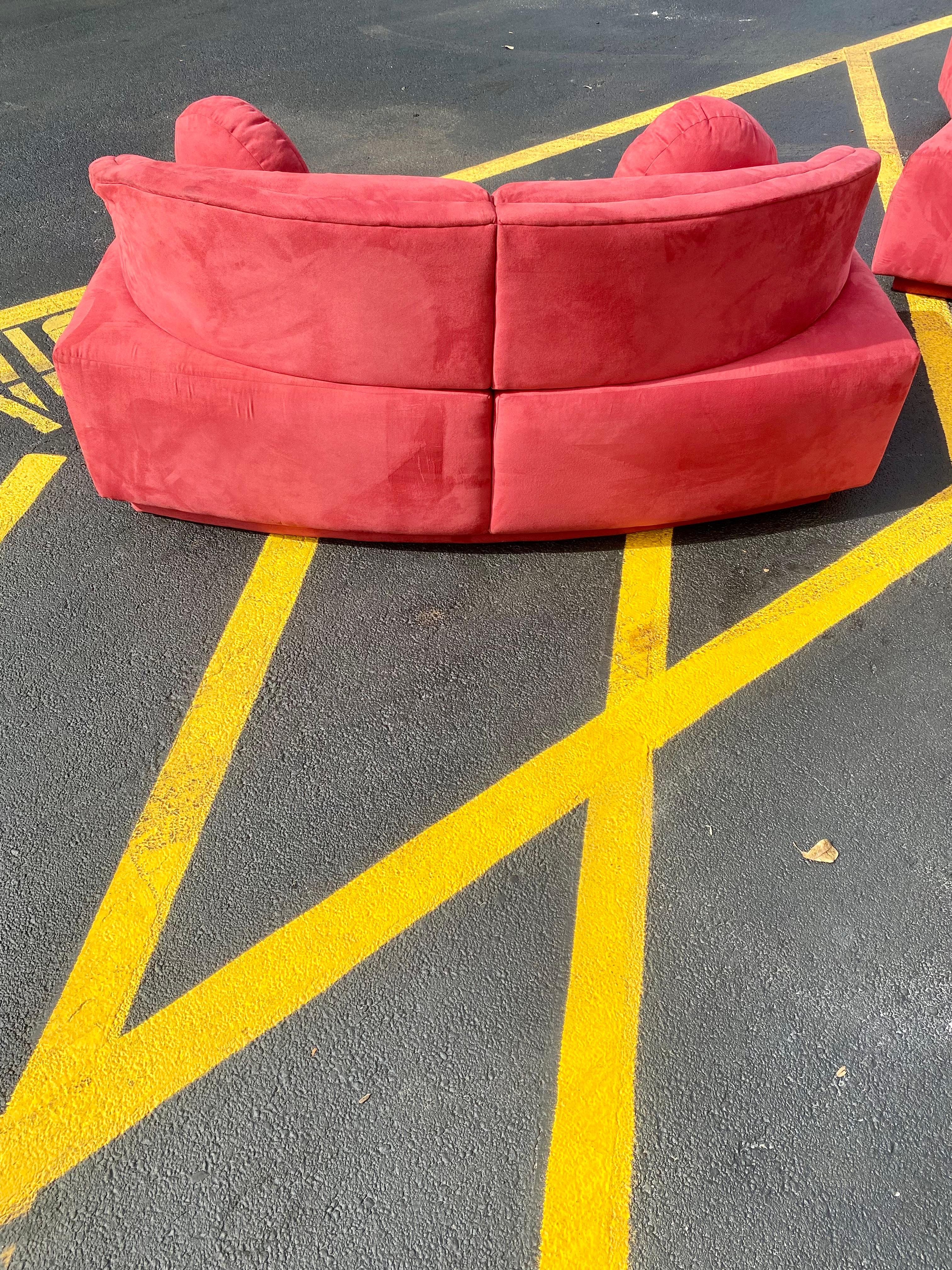 1980s Sculptural Weiman Red Cloud Sofa Loveseat, Set of 2 For Sale 5
