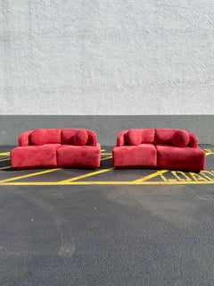 1980s Sculptural Weiman Red Cloud Sofa Loveseat, Set of 2