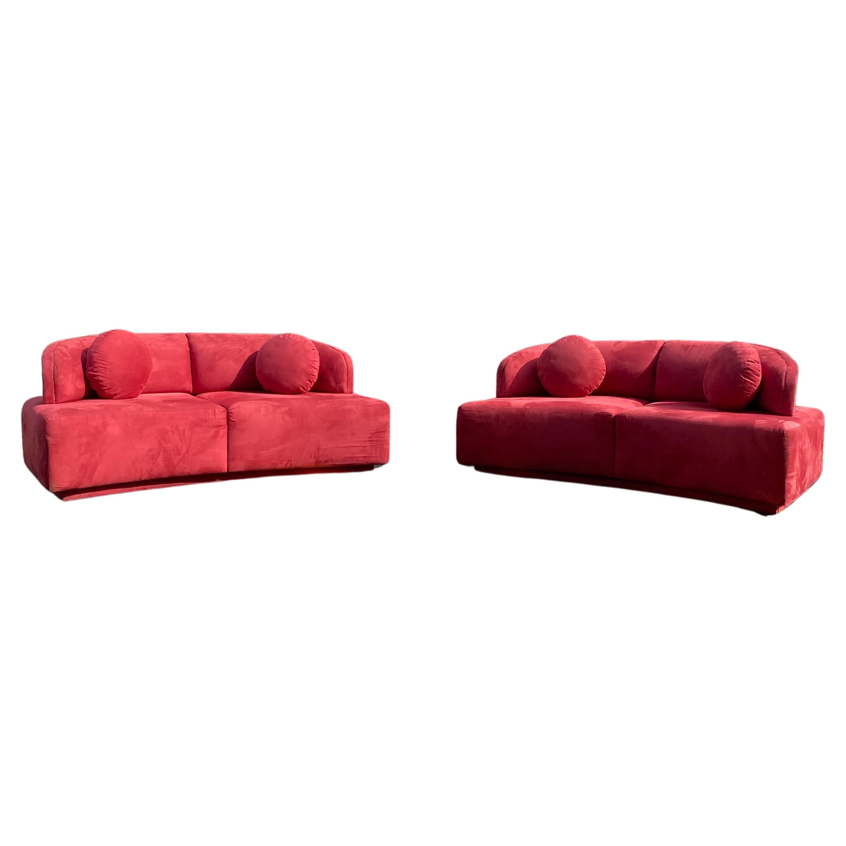 1980s Sculptural Weiman Red Cloud Sofa Loveseat, Set of 2 For Sale