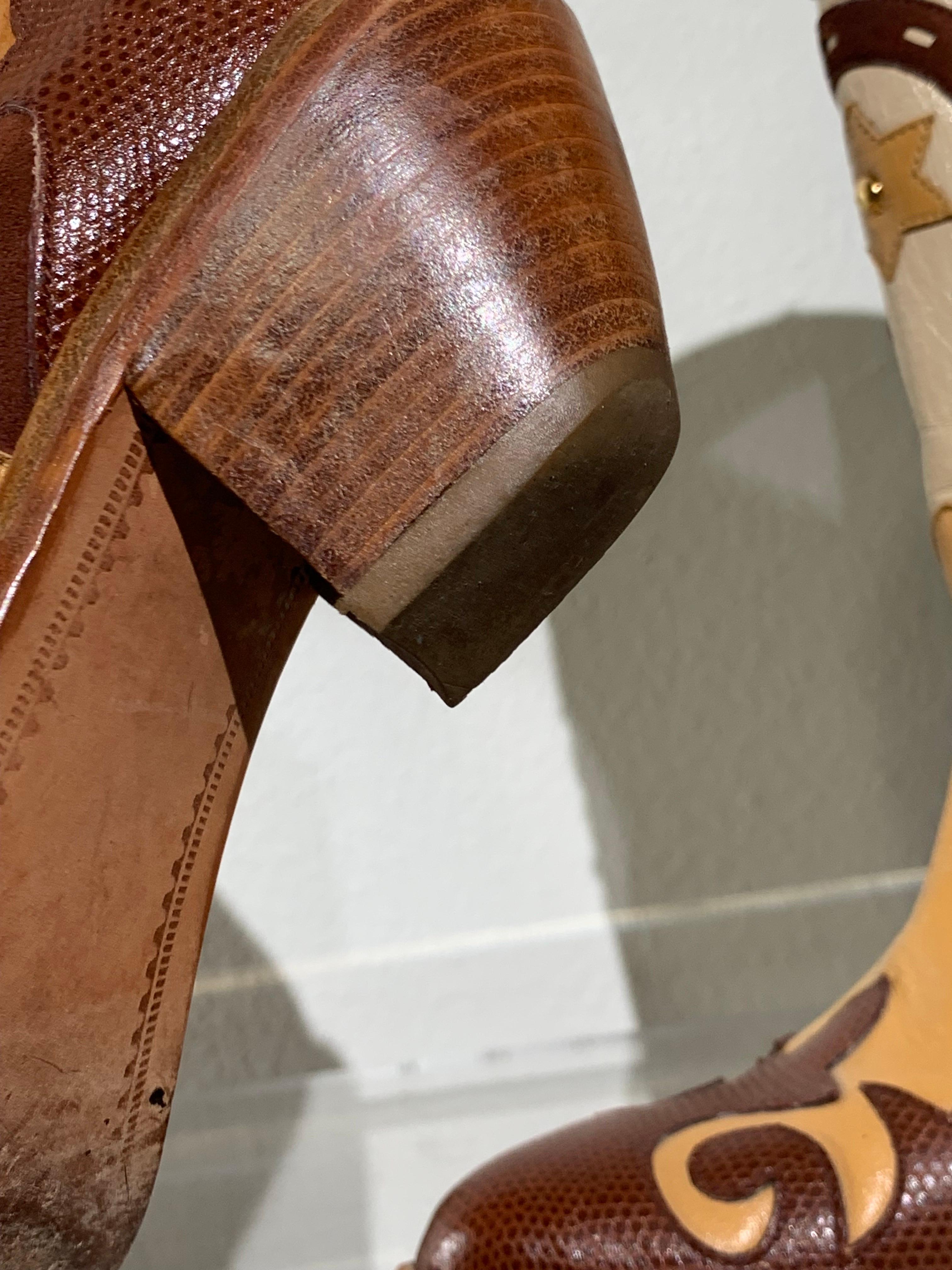 1980s Western Cowboy Horse Motif Short Boots w Leather Applique Design For Sale 8