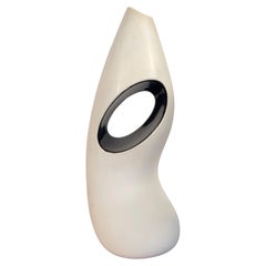 1980er Weiße und schwarze Keramikvase mit abstraktem Design von Fos Italy