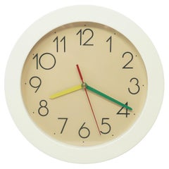 1980s White and Primary Color Wall Clock