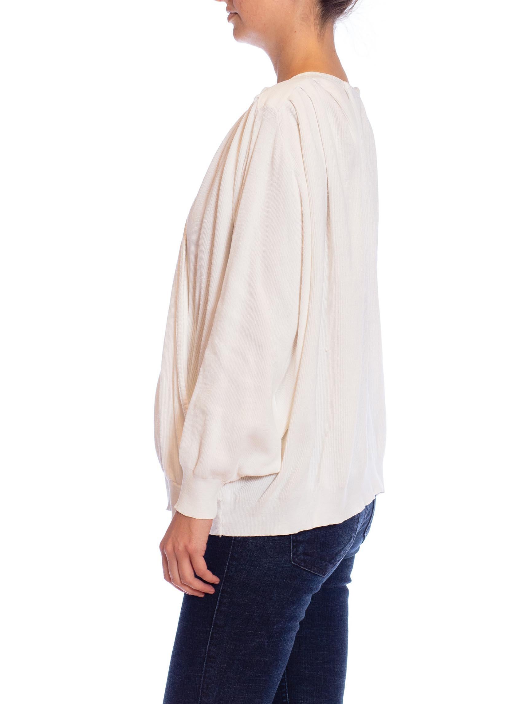 1980S White Cotton Knit Oversize & Draped Top In Excellent Condition In New York, NY