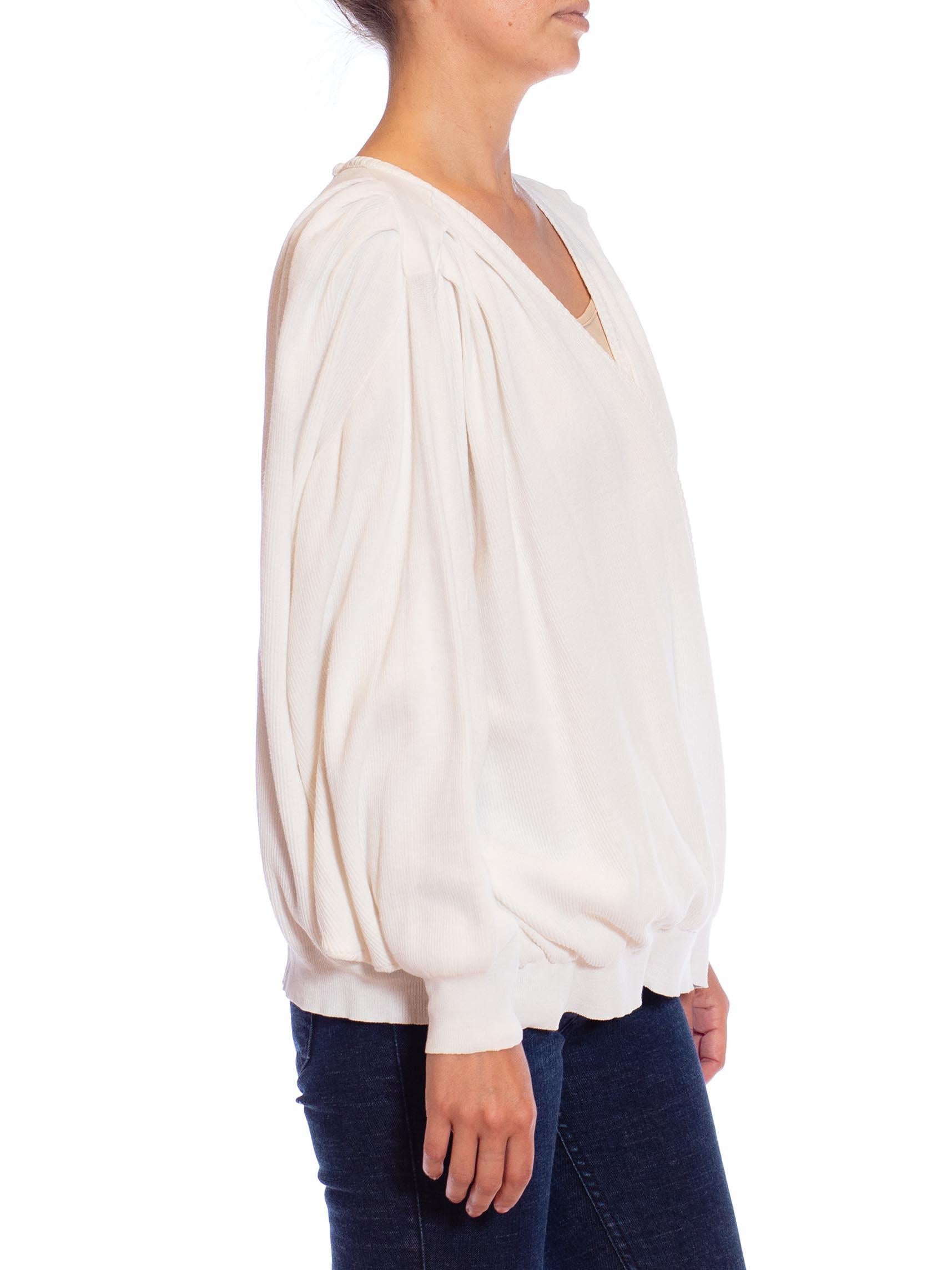 Women's 1980S White Cotton Knit Oversize & Draped Top