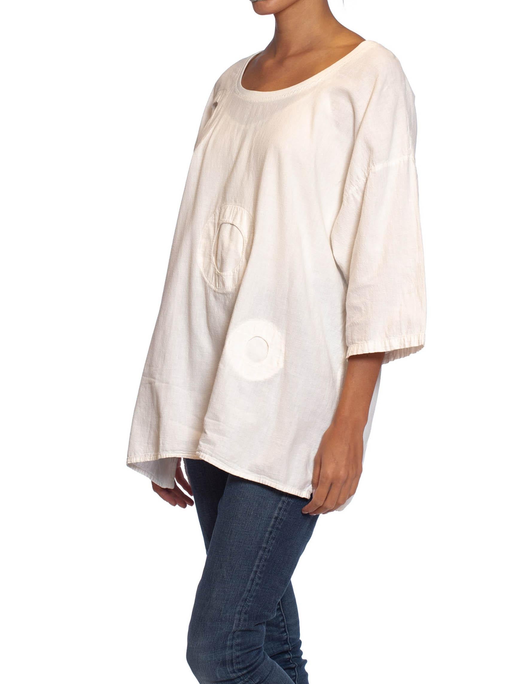 1980S White Cotton Woven Oversized  T-Shirt With 3D Circles For Sale 1