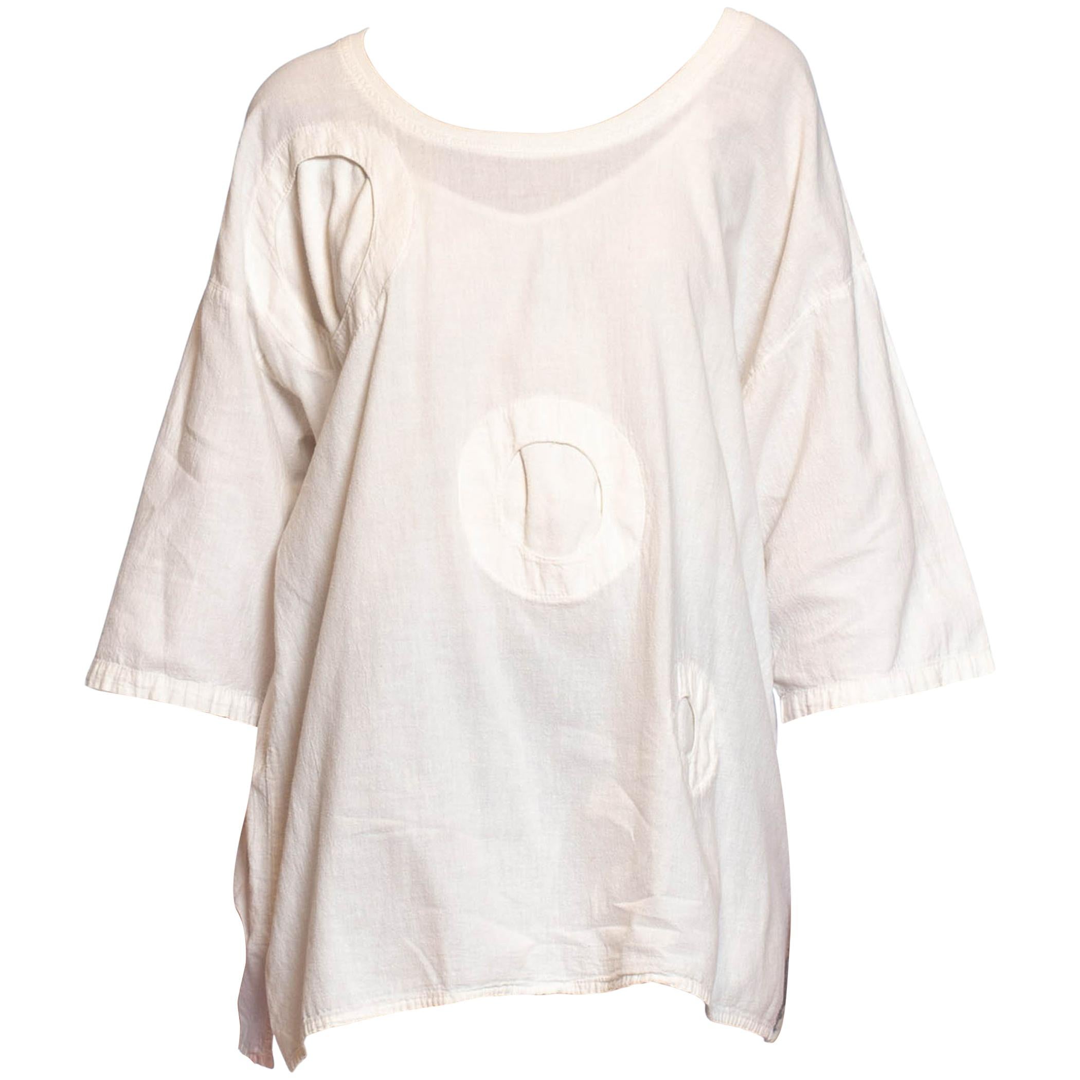 1980S Cotone Bianco Tessuto Oversize  Maglietta con cerchi 3D in vendita