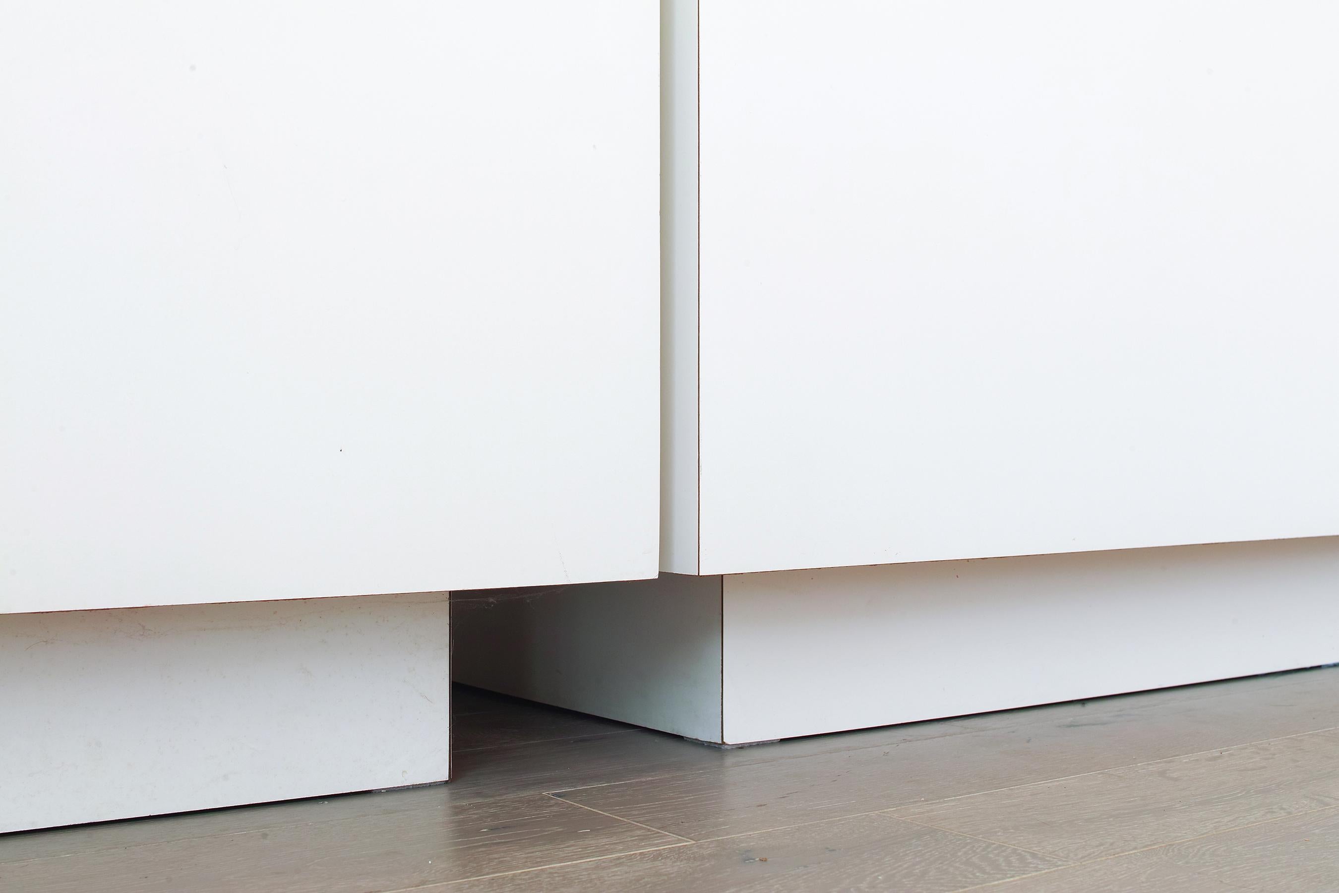 Late 20th Century 1980s White Formica Plinth Square End Tables For Sale