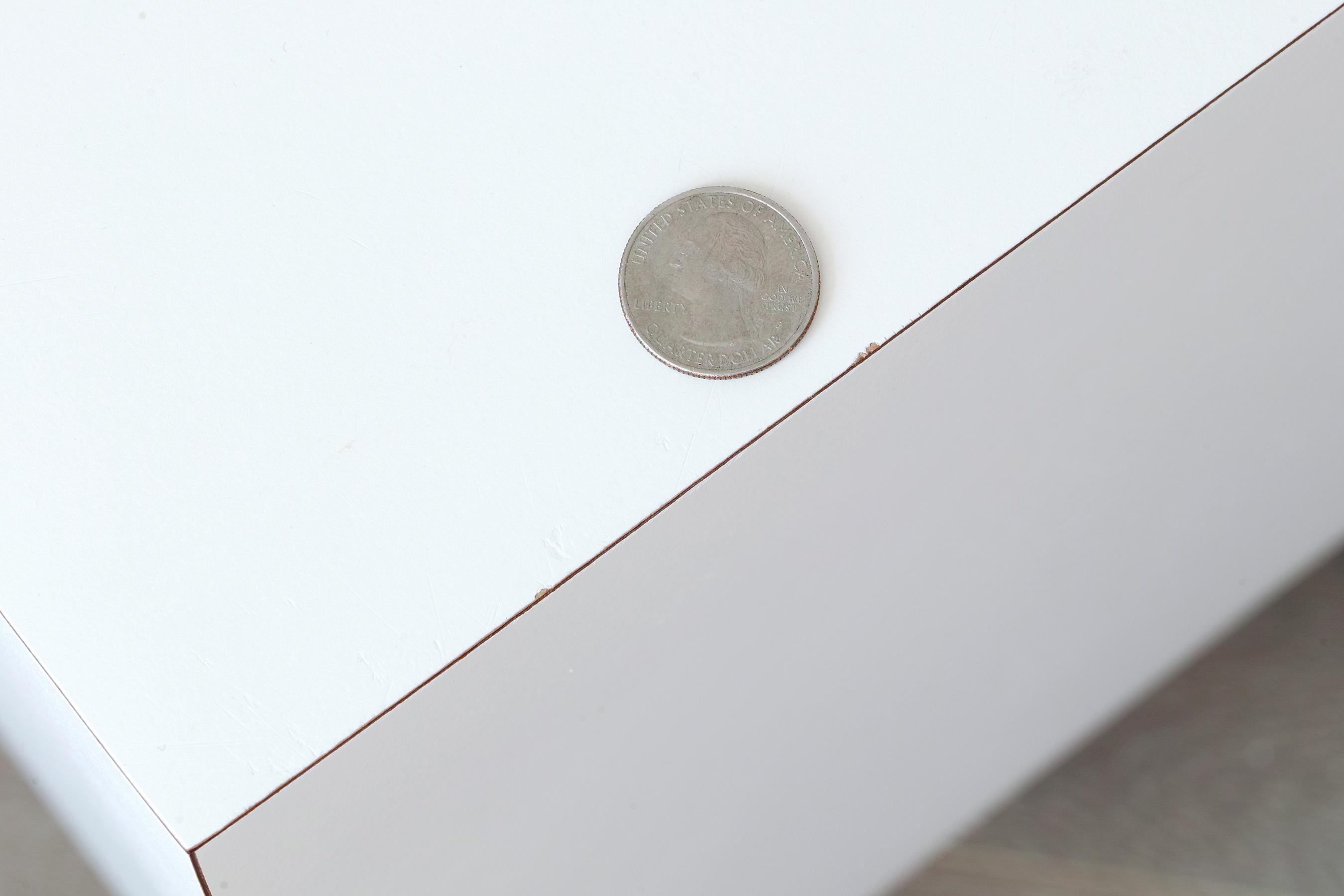 1980s White Formica Plinth Square End Tables For Sale 3