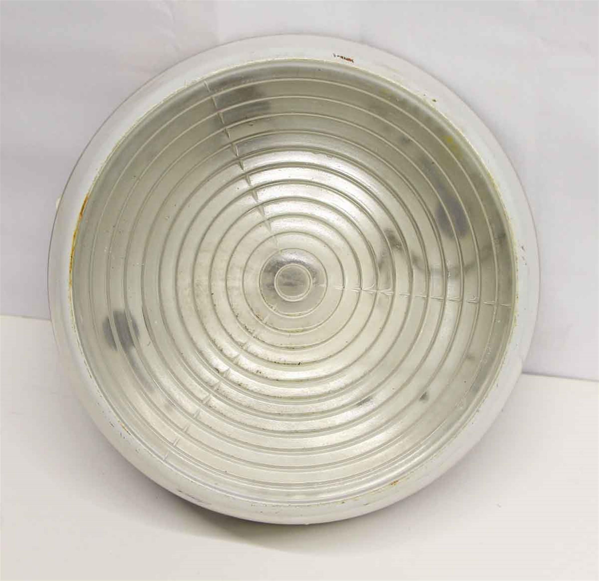 1980s Holophane light fixture made of white glass with a steel base. Requires one bulb. Cleaned and rewired. One available. Please note, this item is located in our Los Angeles, CA location.