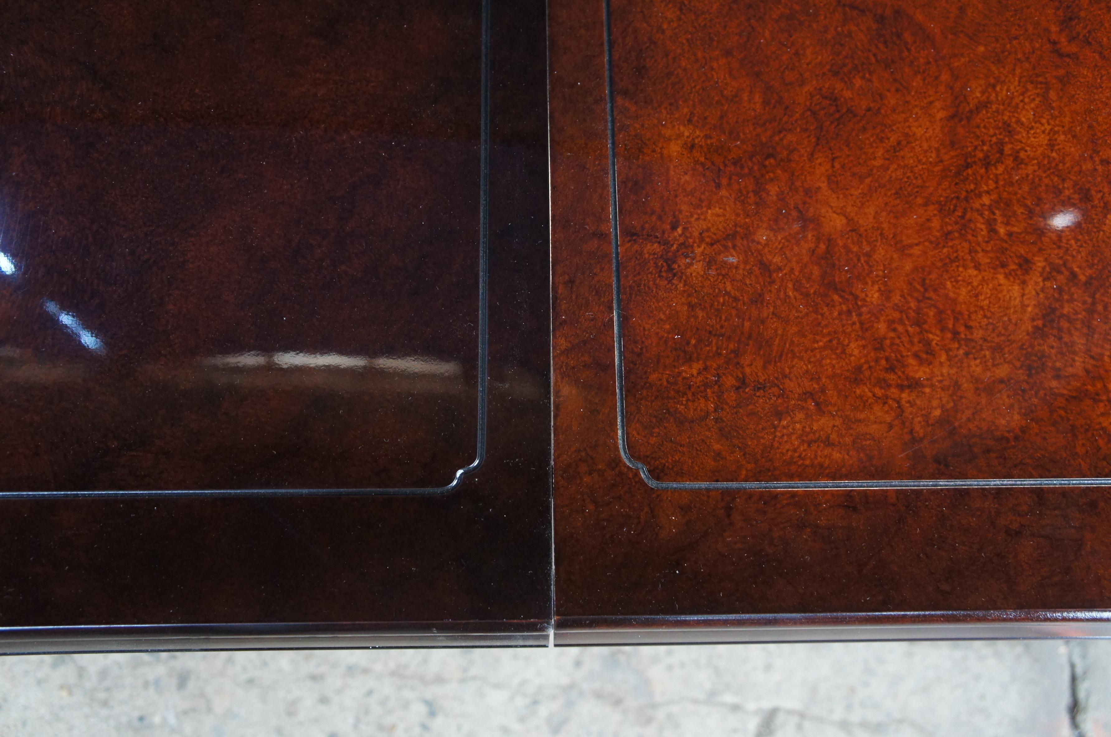 1980s White Furniture Mahogany & Burl Mandarin Chinoiserie Ming Dining Table en vente 4