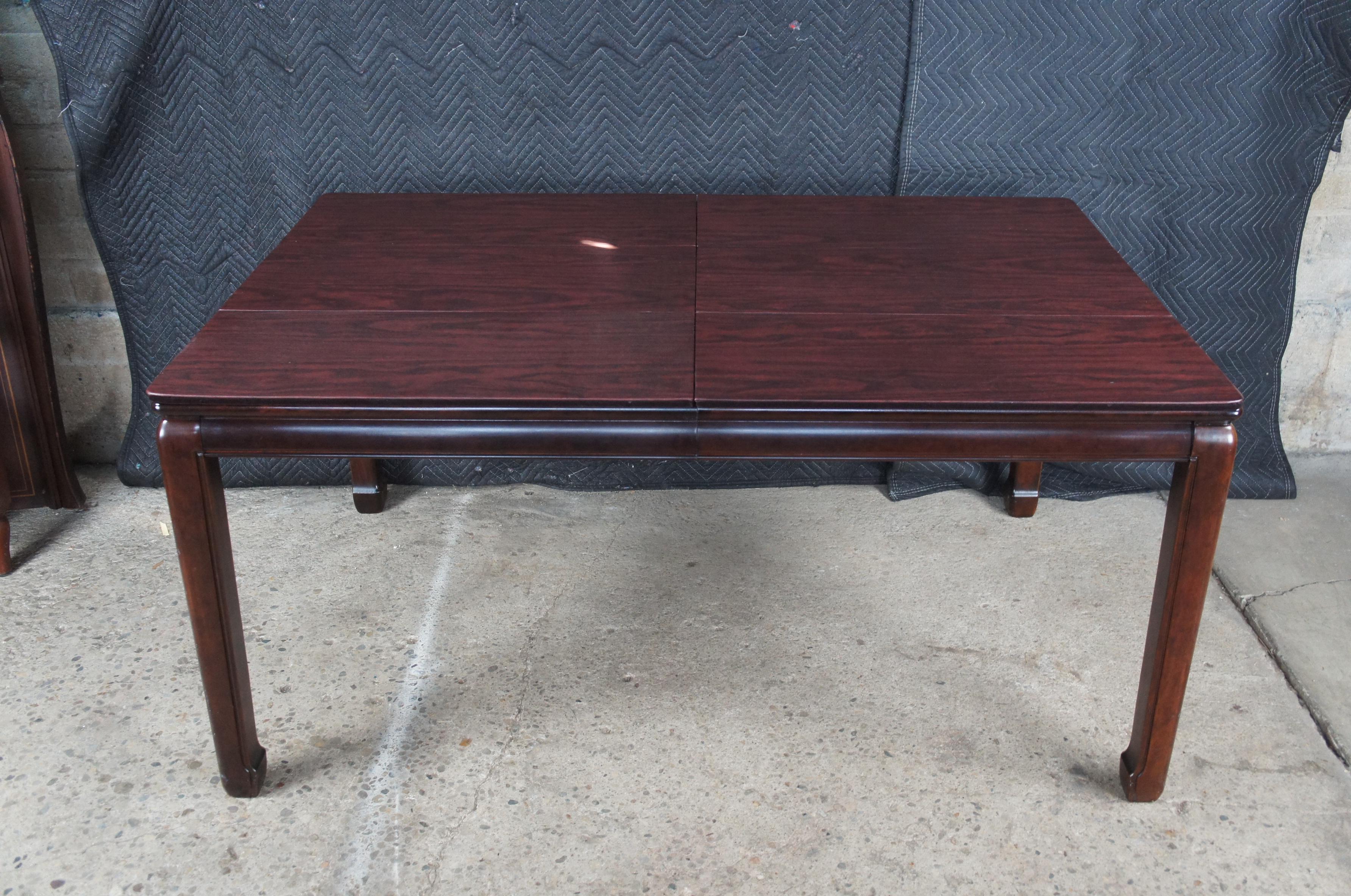 1980s White Furniture Mahogany & Burl Mandarin Chinoiserie Ming Dining Table en vente 6