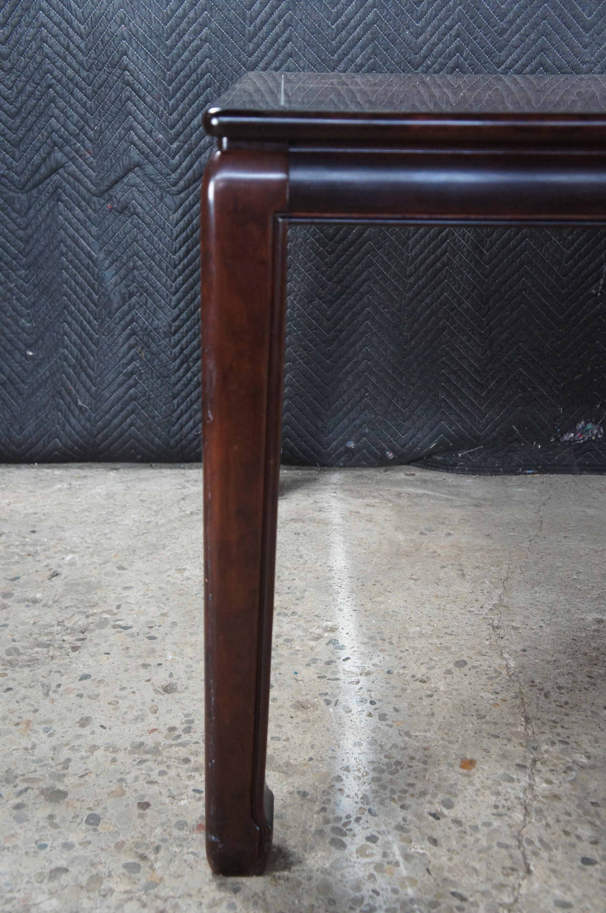 Laiton 1980s White Furniture Mahogany & Burl Mandarin Chinoiserie Ming Dining Table en vente