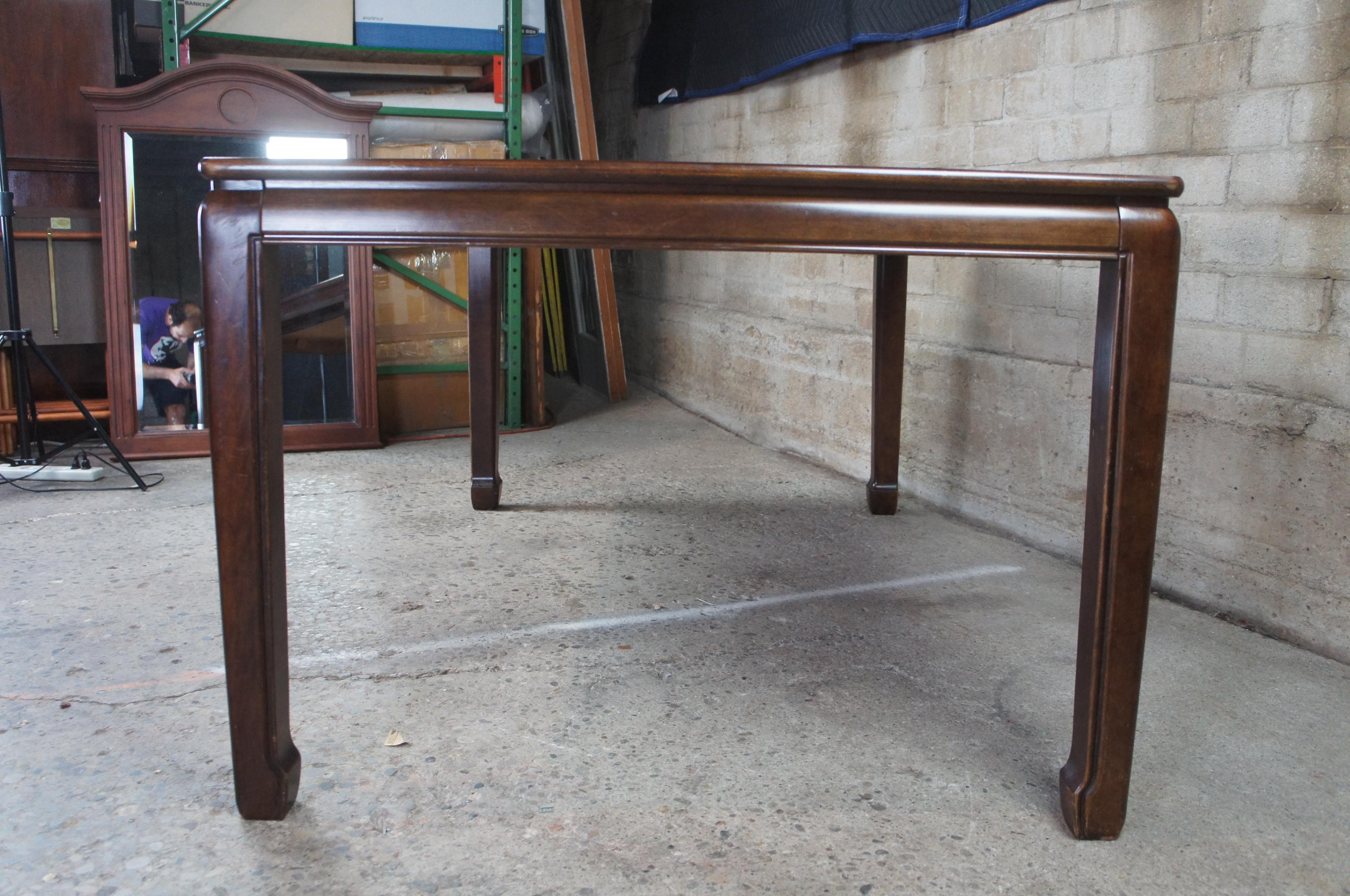 1980s White Furniture Mahogany & Burl Mandarin Ming Dining Table Chinoiserie 4