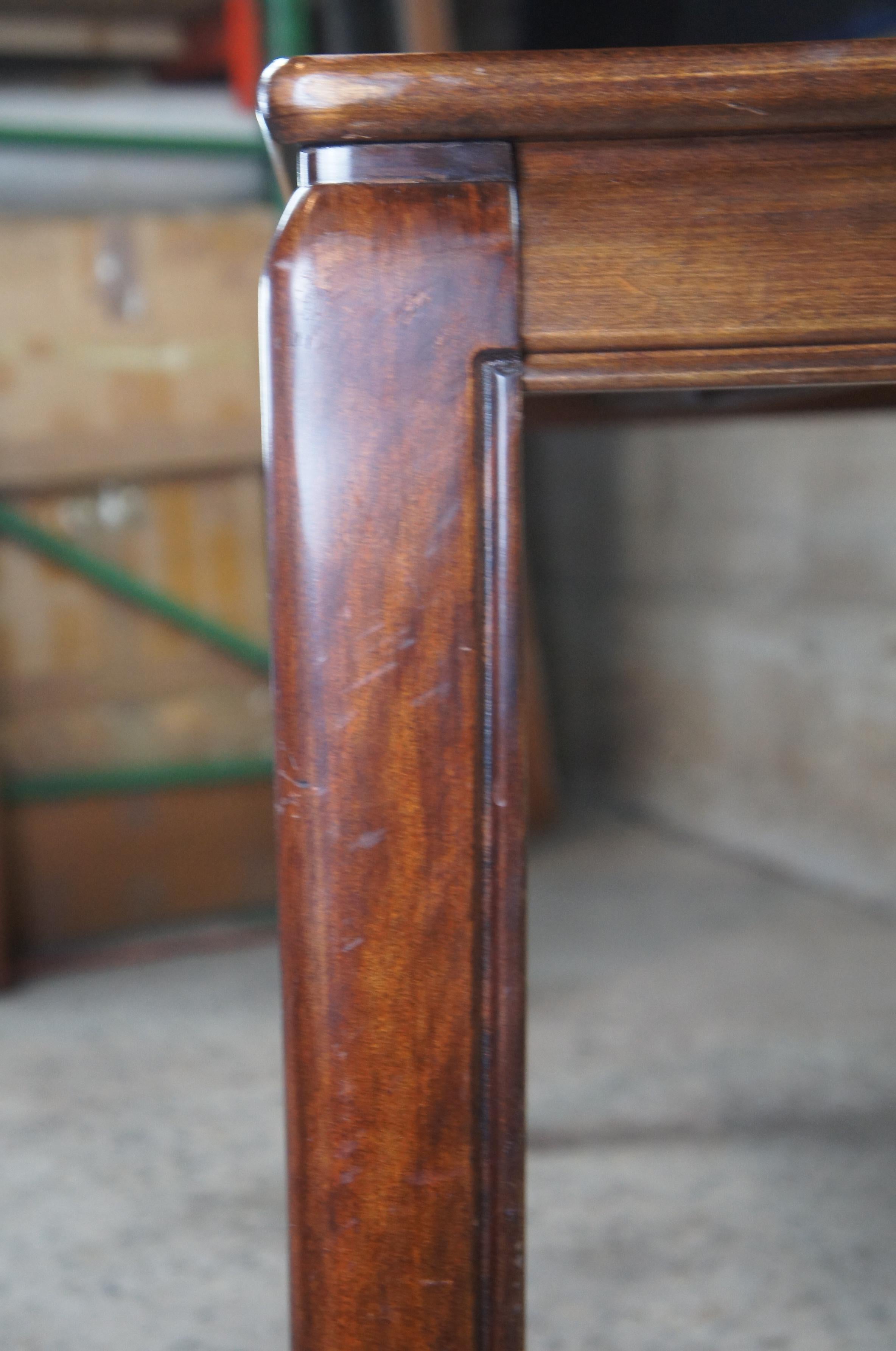 1980s White Furniture Mahogany & Burl Mandarin Ming Dining Table Chinoiserie 6