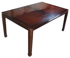 1980s White Furniture Mahogany & Burl Mandarin Ming Dining Table Chinoiserie