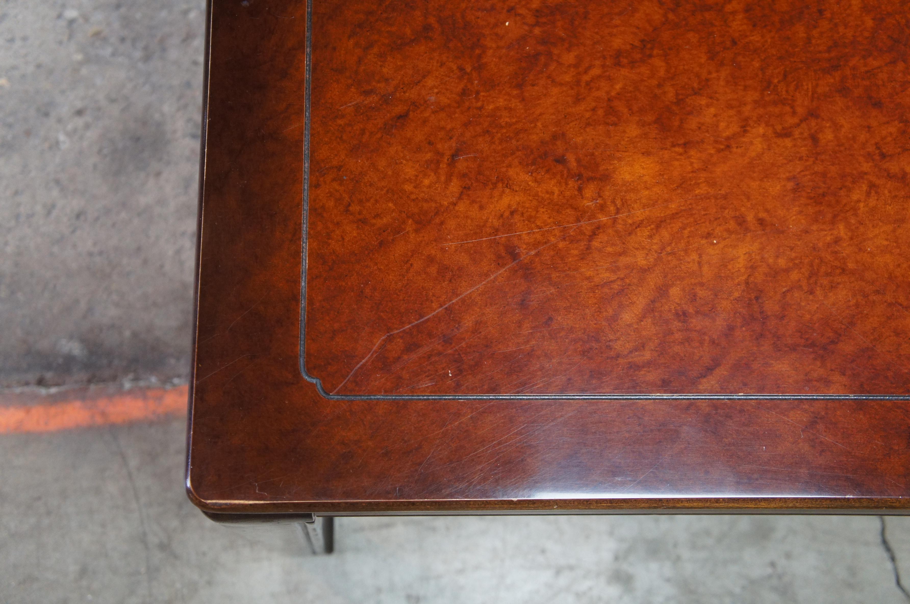 Late 20th Century 1980s White Furniture Mahogany & Burl Mandarin Ming Dining Table Chinoiserie