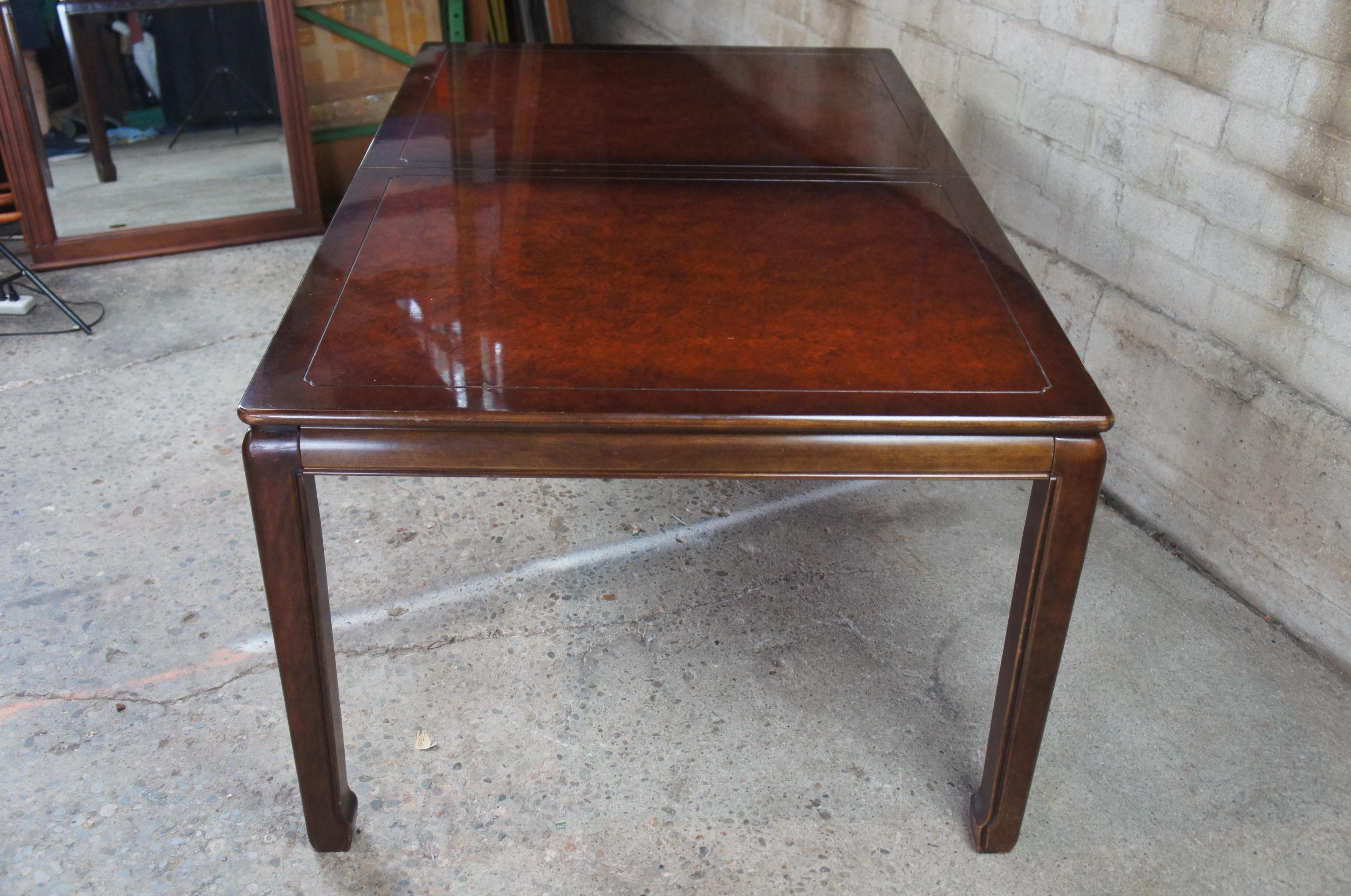 1980s White Furniture Mahogany & Burl Mandarin Ming Dining Table Chinoiserie 3