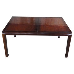 1980s White Furniture Mahogany & Burl Mandarin Ming Dining Table Chinoiserie