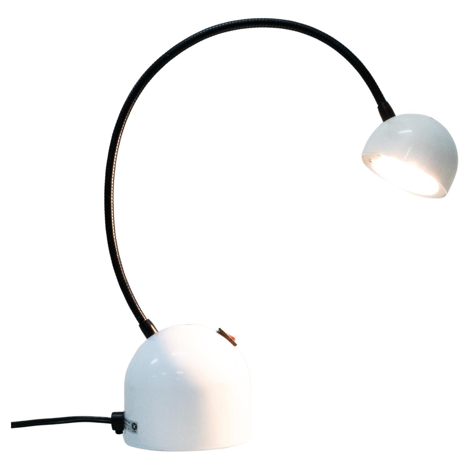 Lampada a collo d'oca Gammalux bianca e crema degli anni '80, Made in Italy