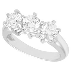 Retro White Gold 1.18 Carat Diamond Three-Stone Trilogy Engagement Ring