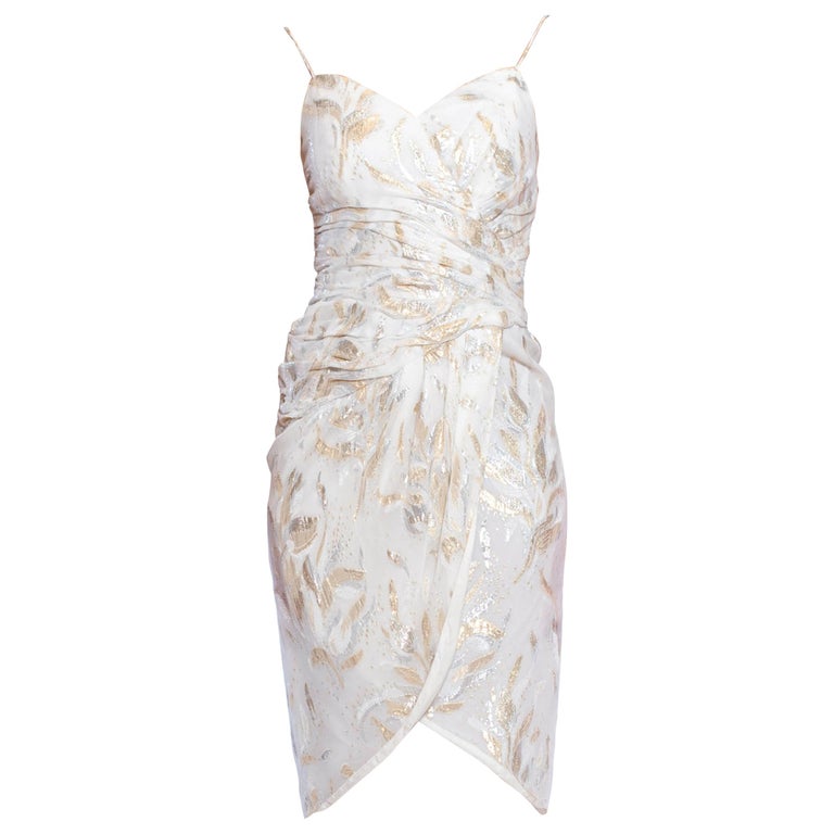 white and gold chiffon dress self-portrait - Yellow Metallic Chiffon Maxi Dress