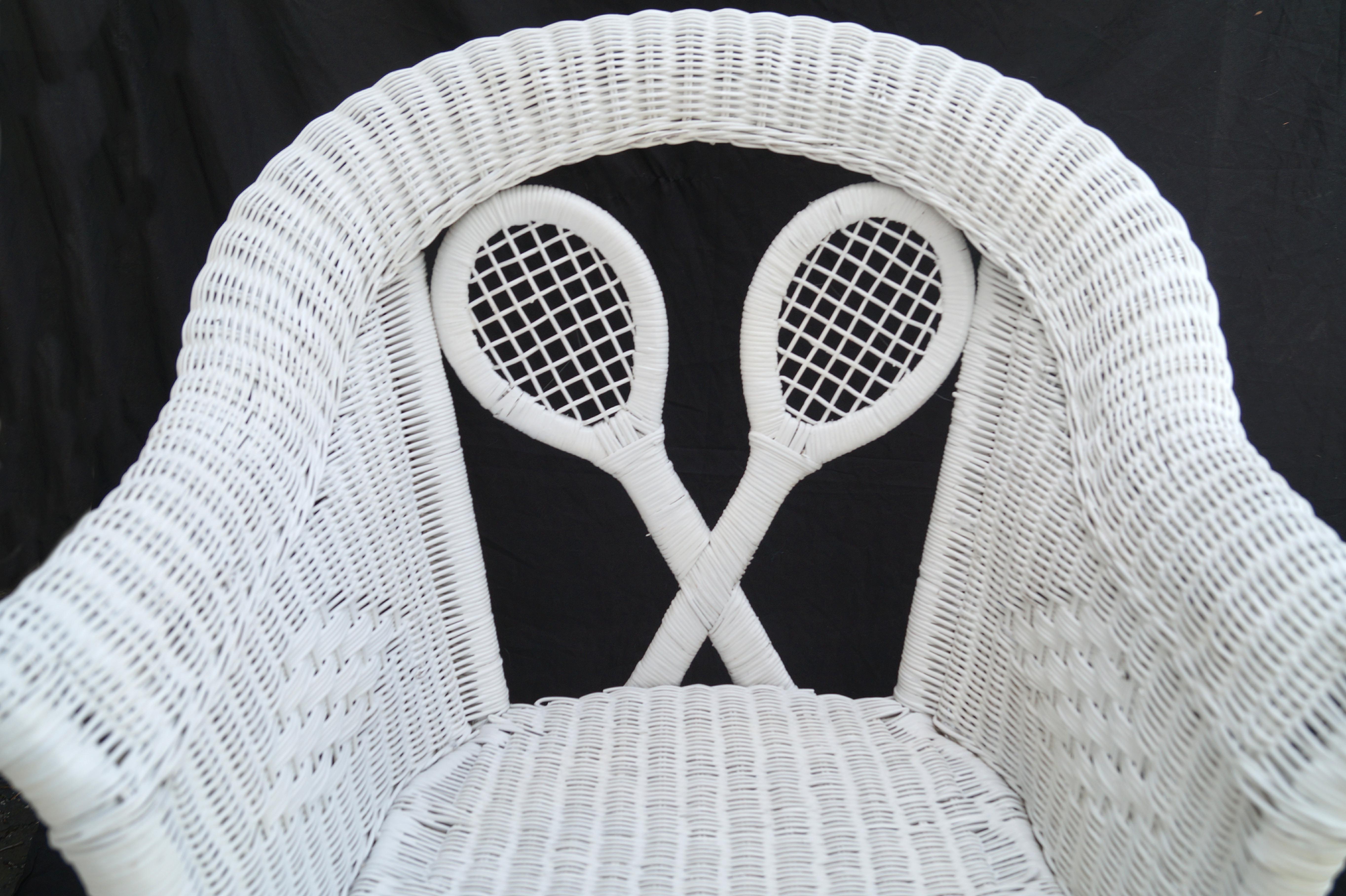 Fauteuil de tennis de tennis racket Henry Link blanc des années 1980 Bon état - En vente à Wayne, NJ