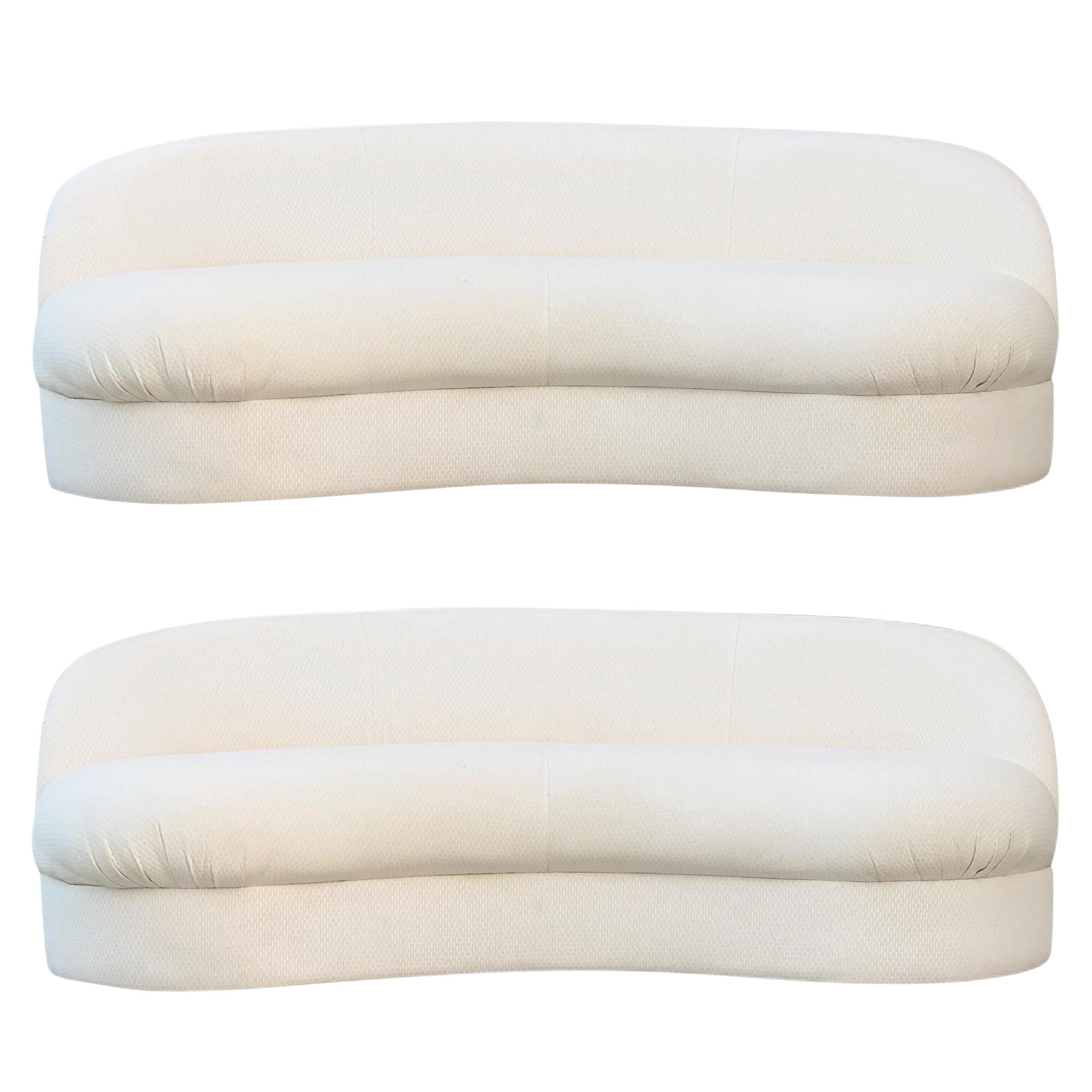 1980s White Kidney Curved Cloud Sofas – a Pair