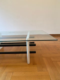1980s White Marble Rectangular Coffee Table Postmodern Glass