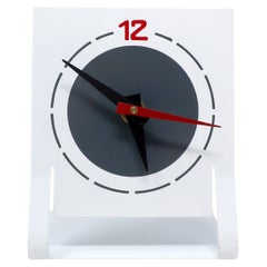 Horloge de bureau en métal blanc des années 1980 par Time Square