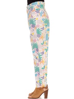 1980S White Multicolored Cotton Crazy Print Jeans NWT