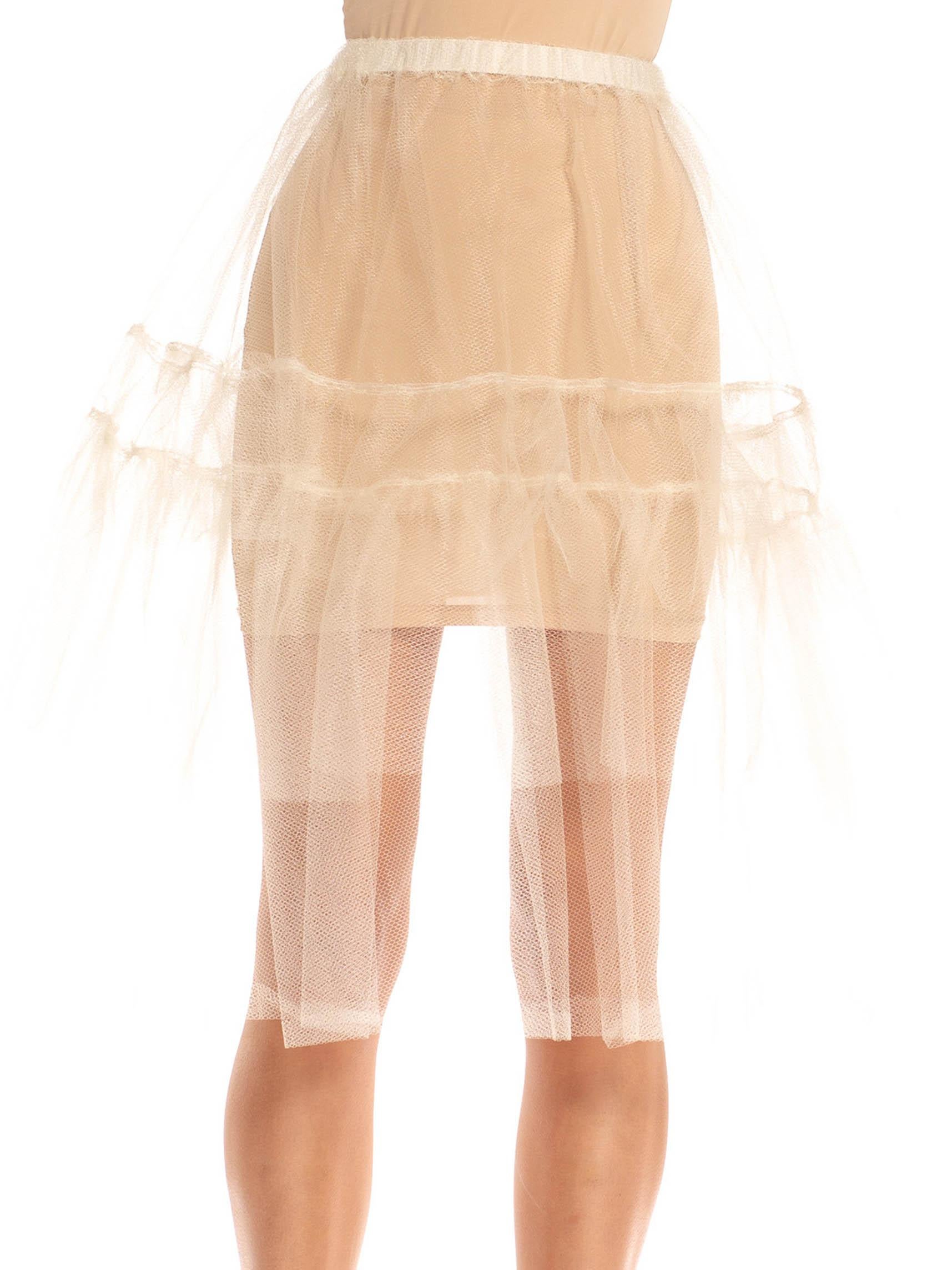 Brown 1980S White Tulle Tiered Tutu Skirt With Elastic Waistband For Sale